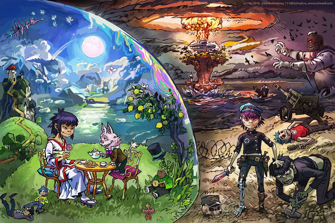 Download Welcome to Gorillaz's Plastic Beach Wallpaper