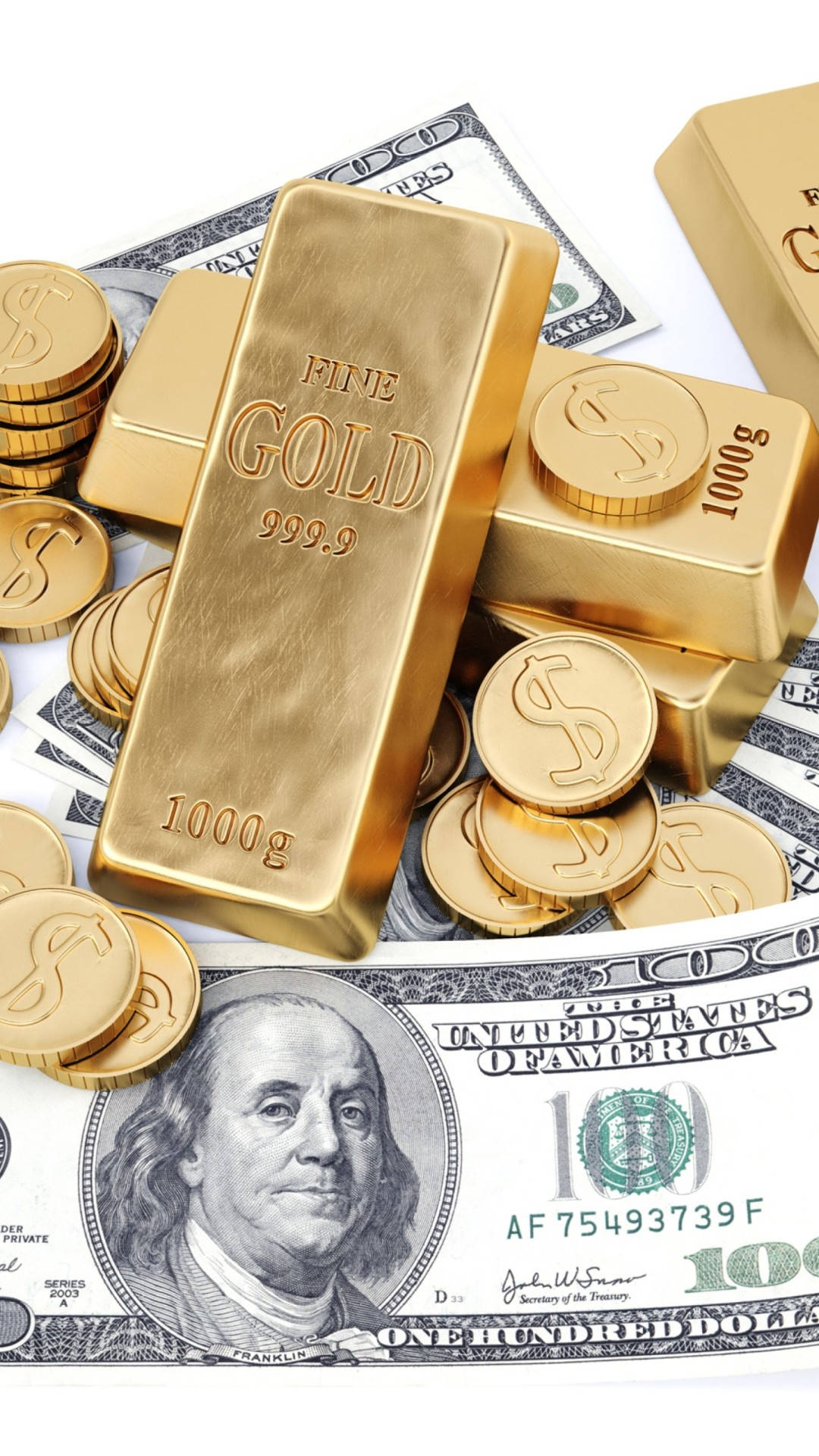 Download Gold And Money iPhone Wallpaper