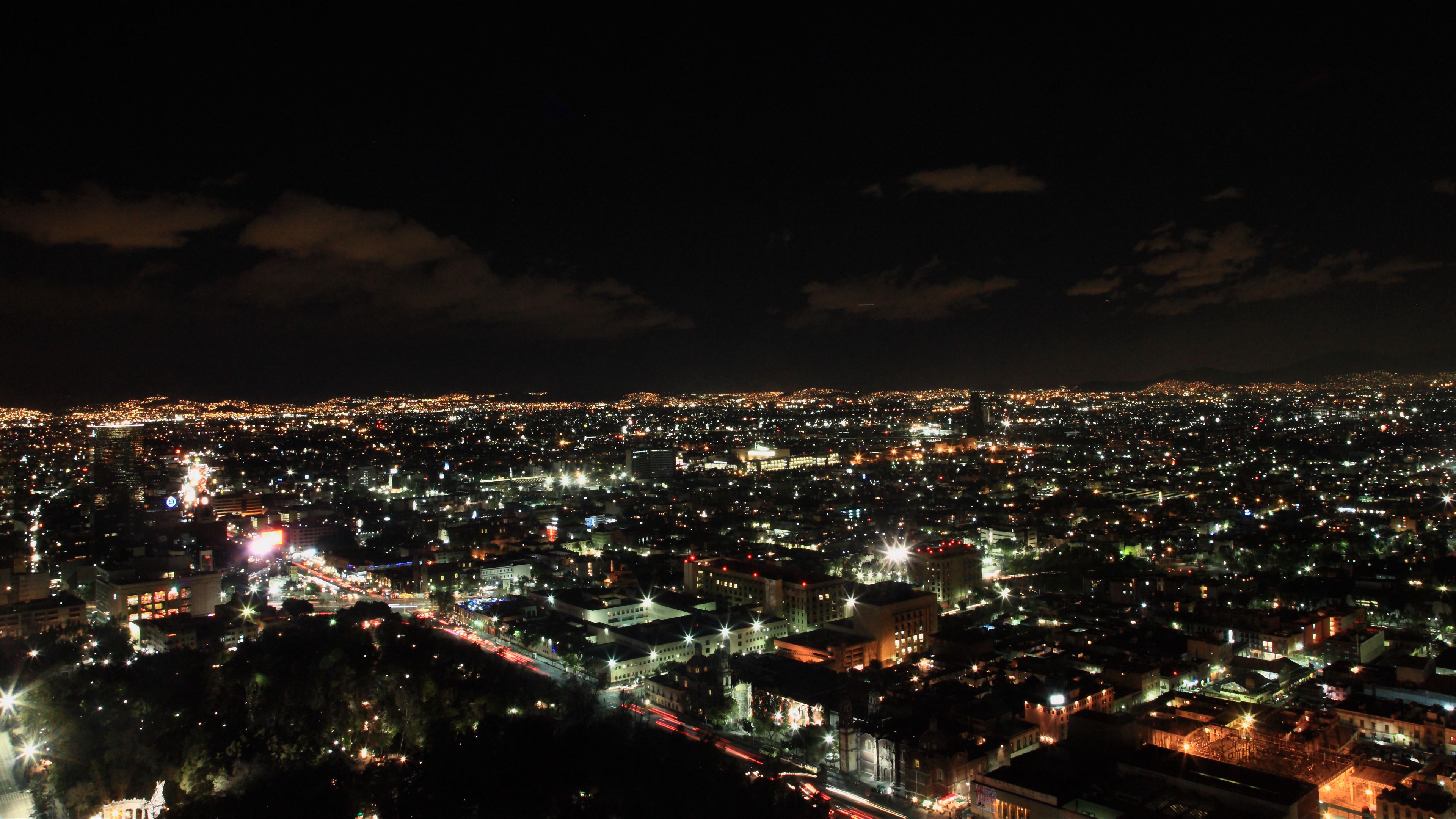 Download wallpaper 3840x2160 night city, city lights, top view, mexico 4k uhd 16:9 HD background