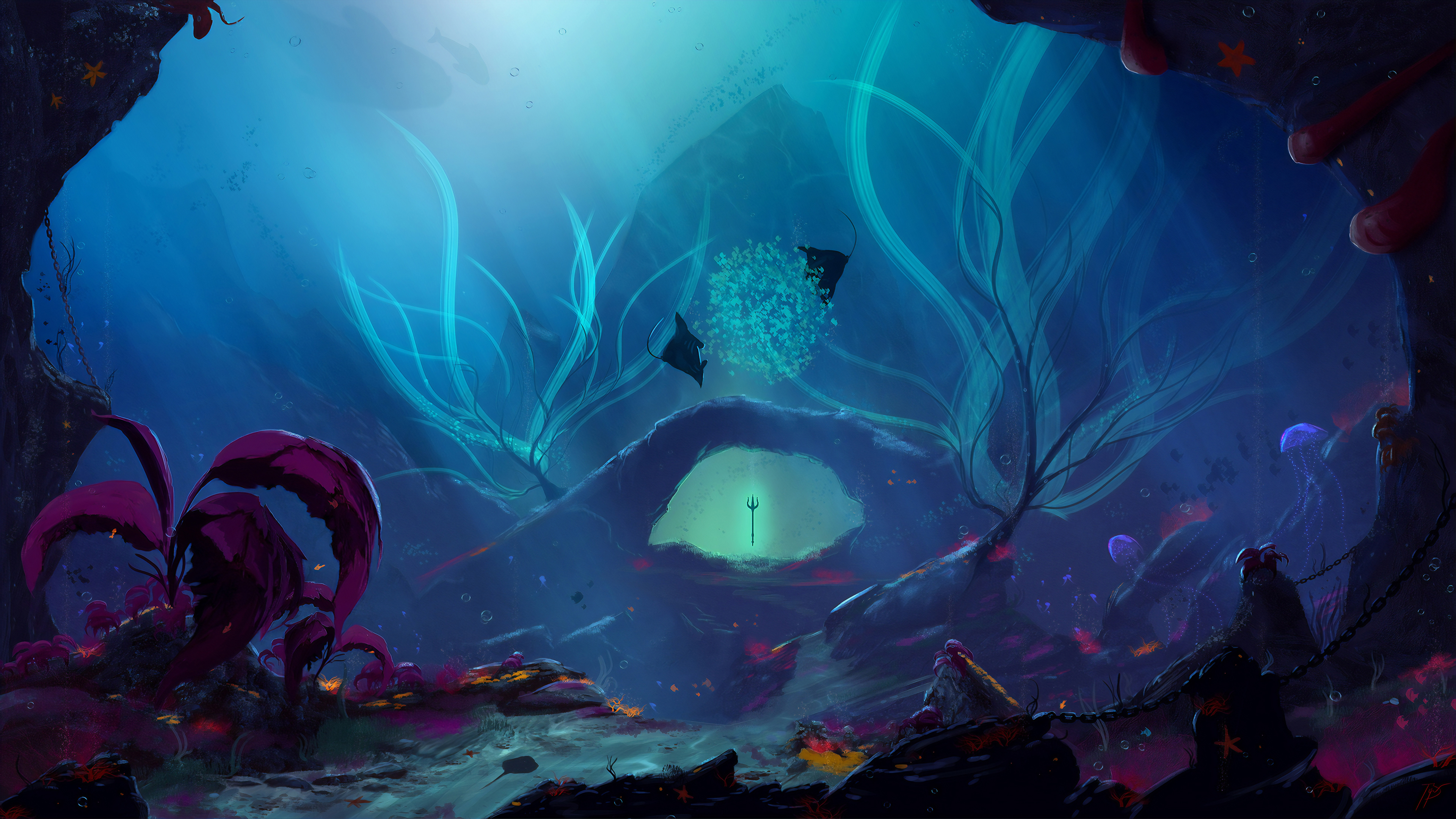 Trident Underwater 4k Wallpaper, HD Artist Wallpaper, 4k Wallpaper, Image, Background, Photos and Picture