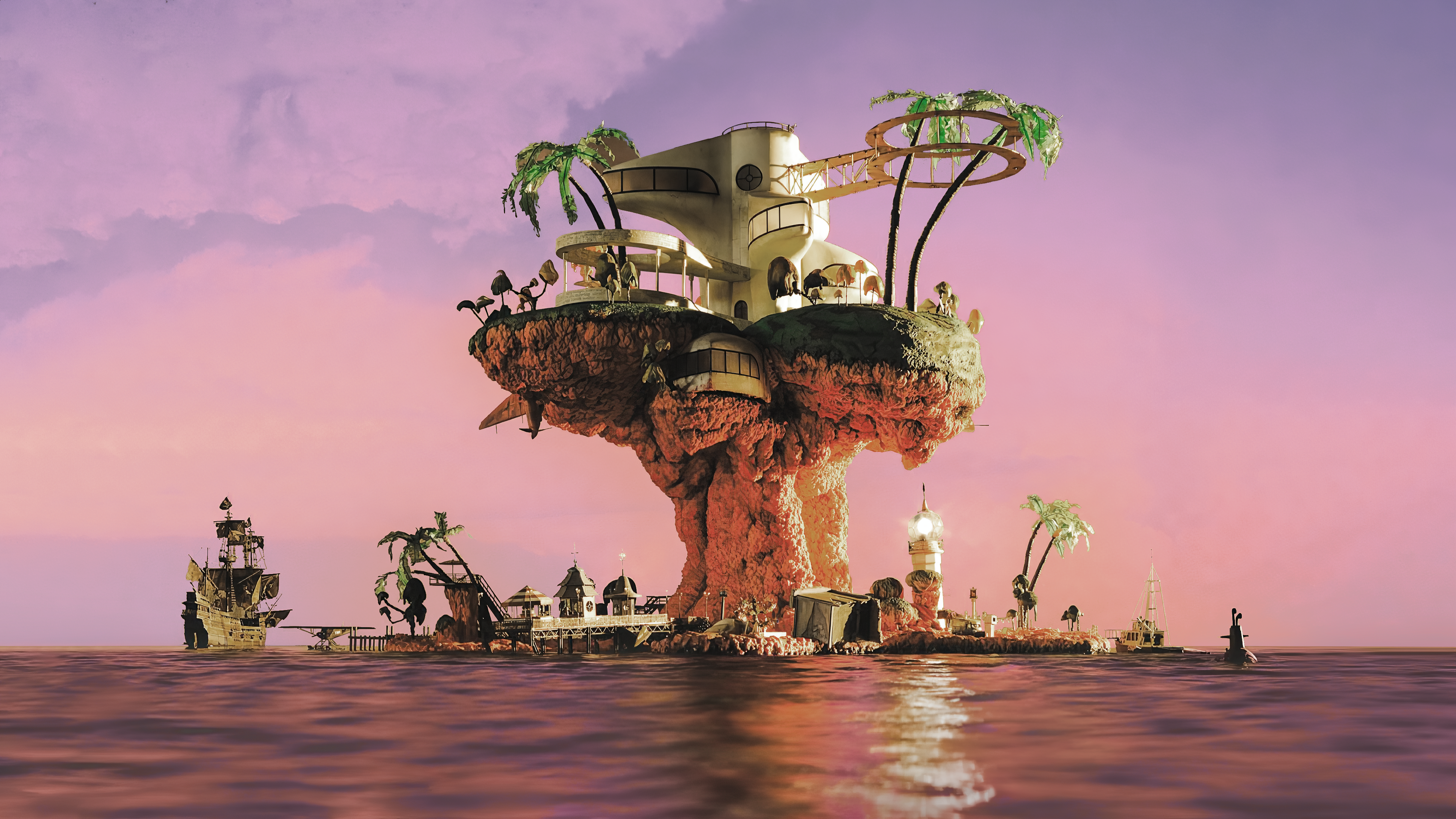 Pink Plastic Beach! Now in 4K for all your wallpaper needs