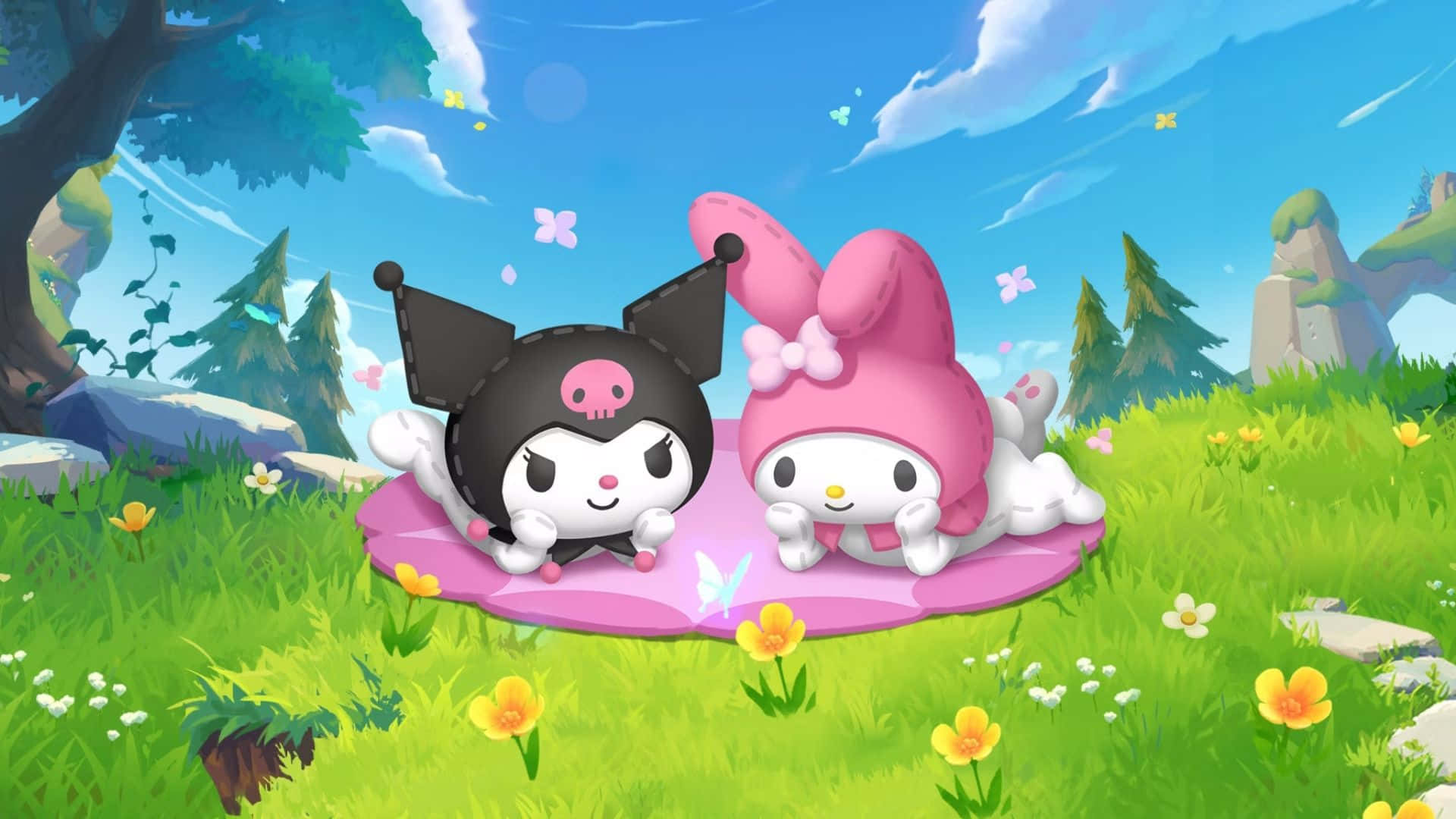 Download Kuromi And My Melody Share A Fun Filled Moment Together Wallpaper
