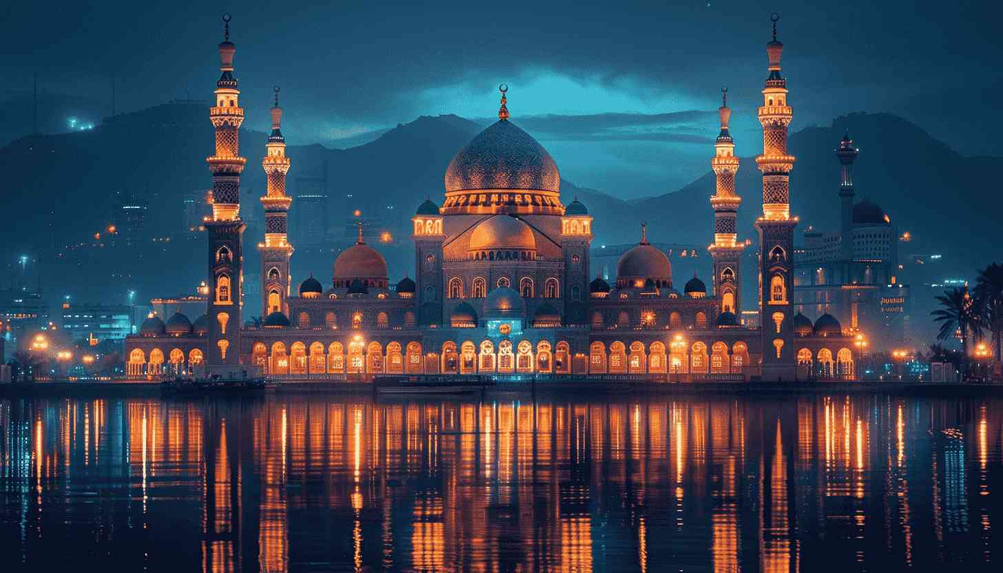 Mosque Night Wallpaper, Islamic Architecture Desktop Background