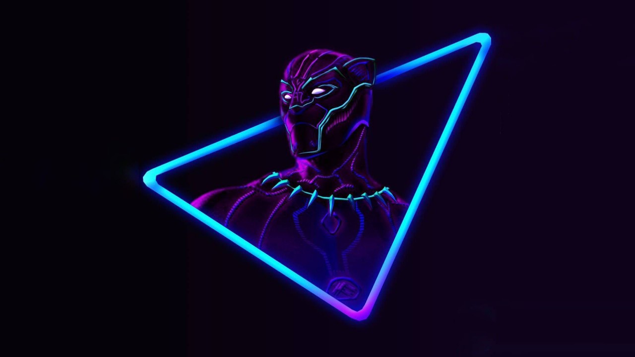 Avengers Black Panther Neon Black Background HD Neon Wallpaper