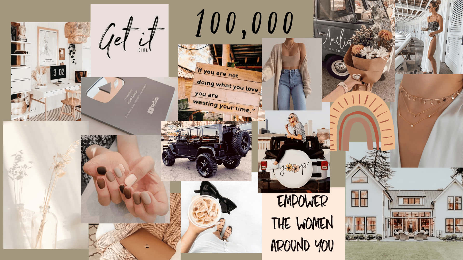 Download Collage Aesthetic Brown Desktop Wallpaper