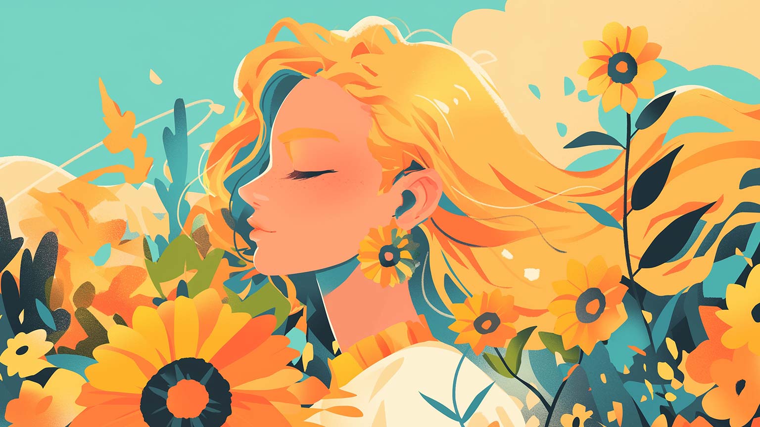 Sunshine Aesthetic Girl Desktop Wallpaper Wallpaper 4K