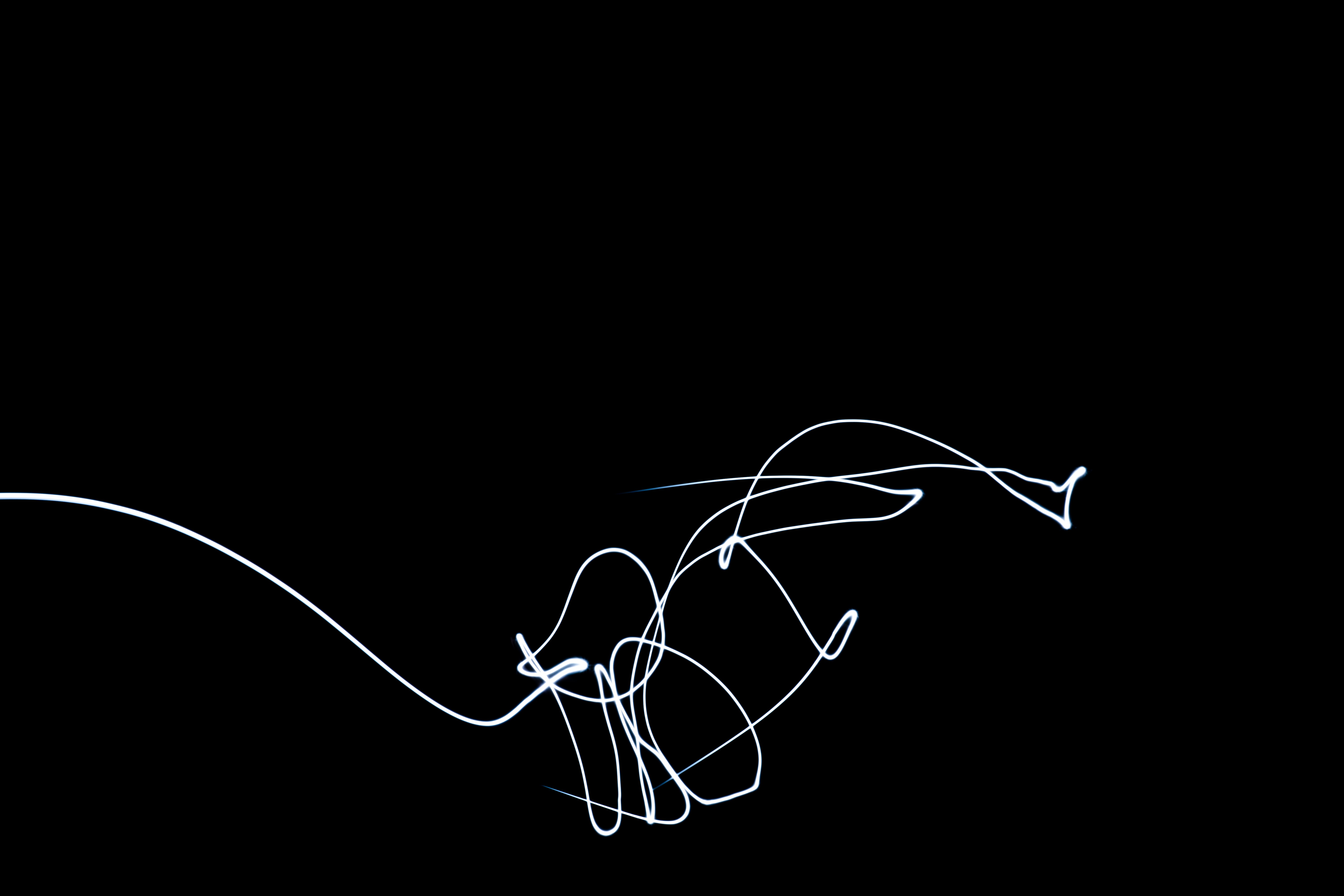 Download wallpaper 6000x4000 line, neon, glow, black HD background