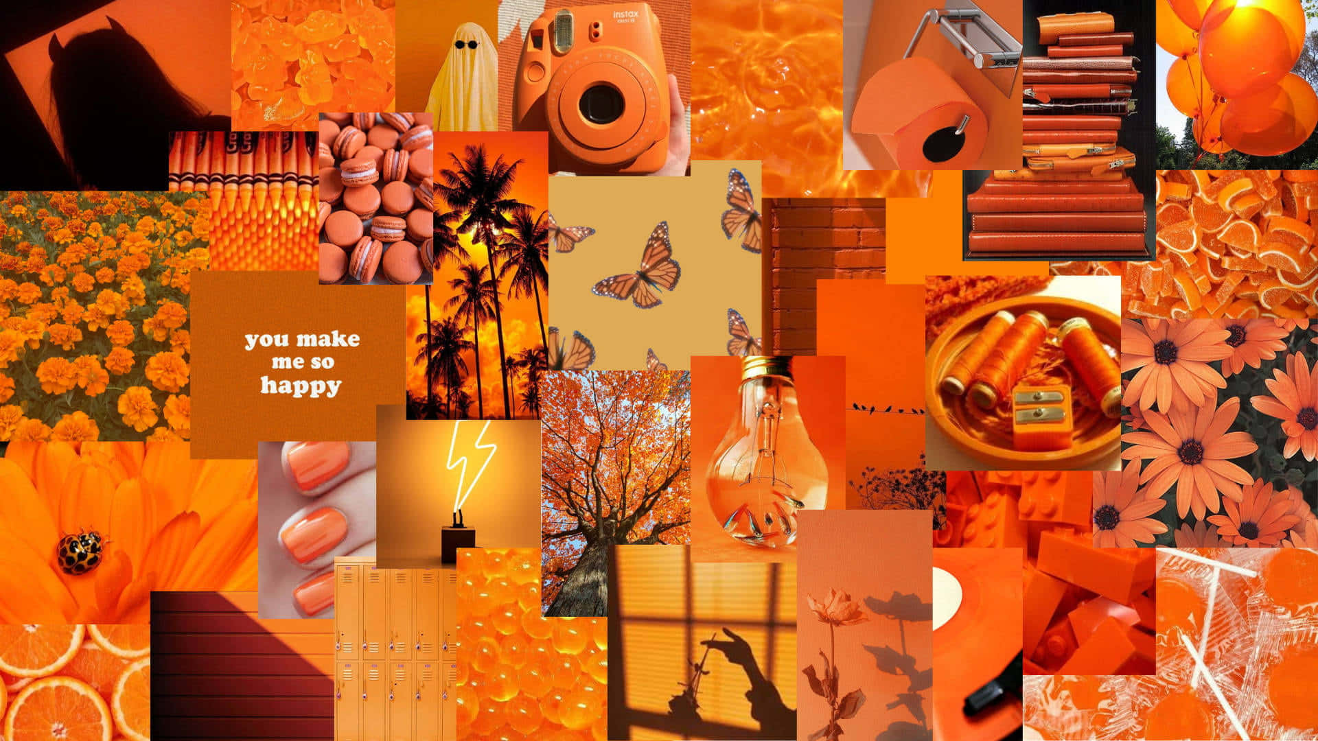 Download Orange Collage With Many Different Picture Wallpaper