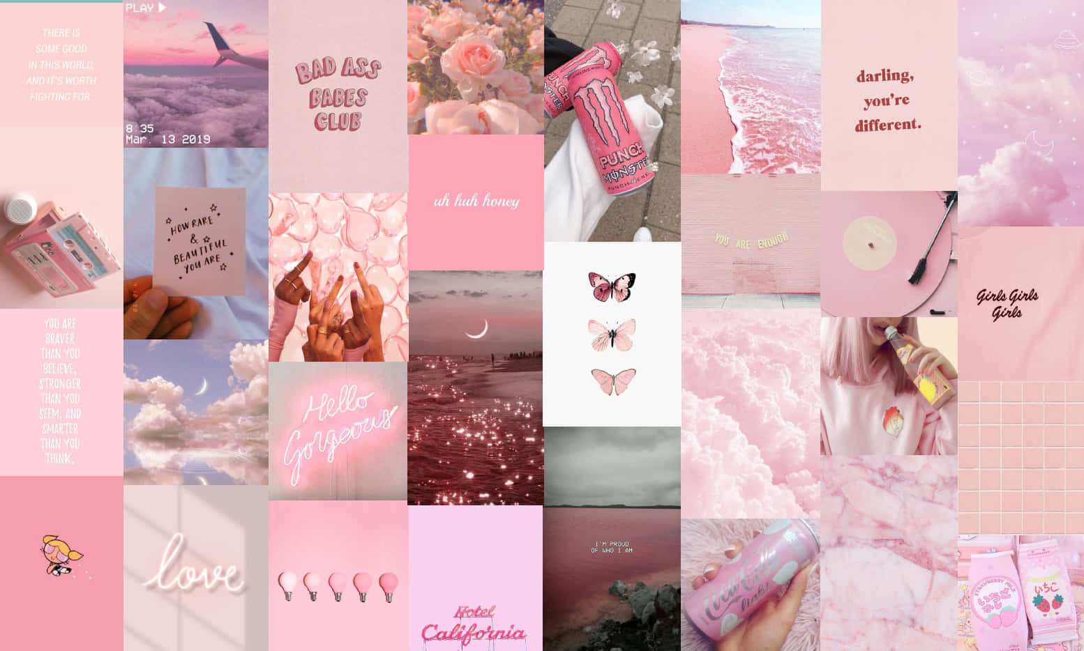 Pink Collage Desktop Wallpaper