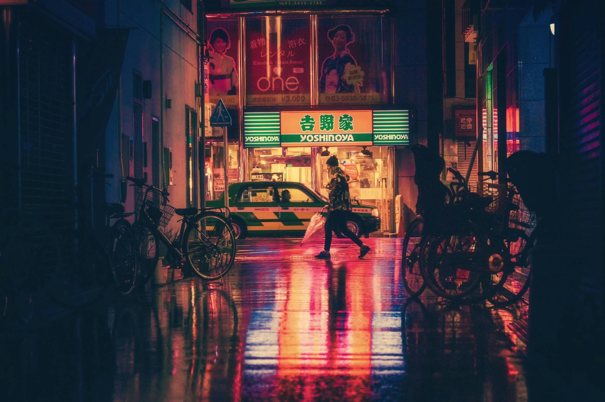 Side View of Woman in Illuminated City at Night · Free