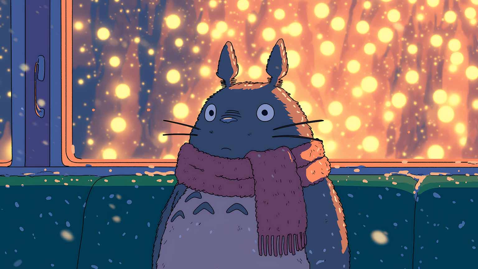 My Neighbor Totoro Totoro on Train Winter Desktop Wallpaper