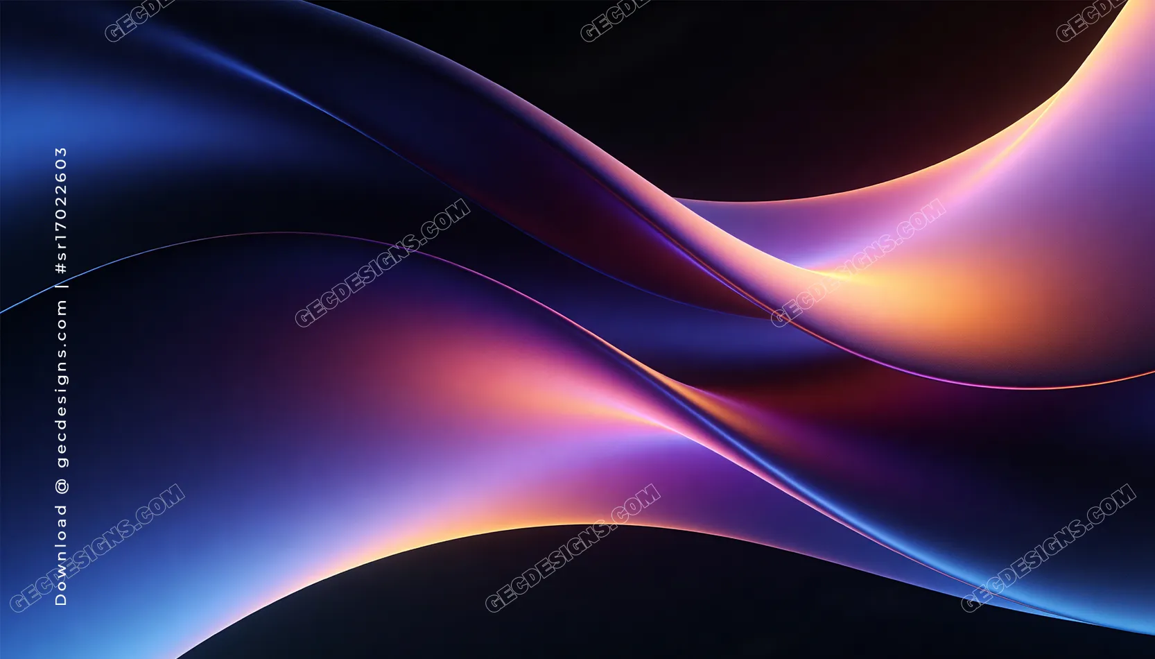 Abstract Gradient Wallpaper with Vibrant Purple and Gold Flowing Light for Desktop
