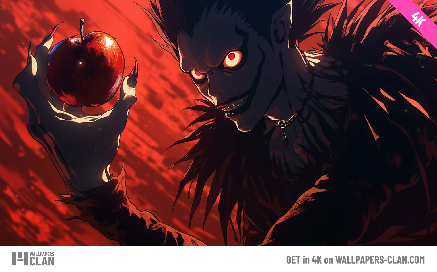 Death Note Shinigami Apple Creepy Smile Desktop Wallpaper 4K