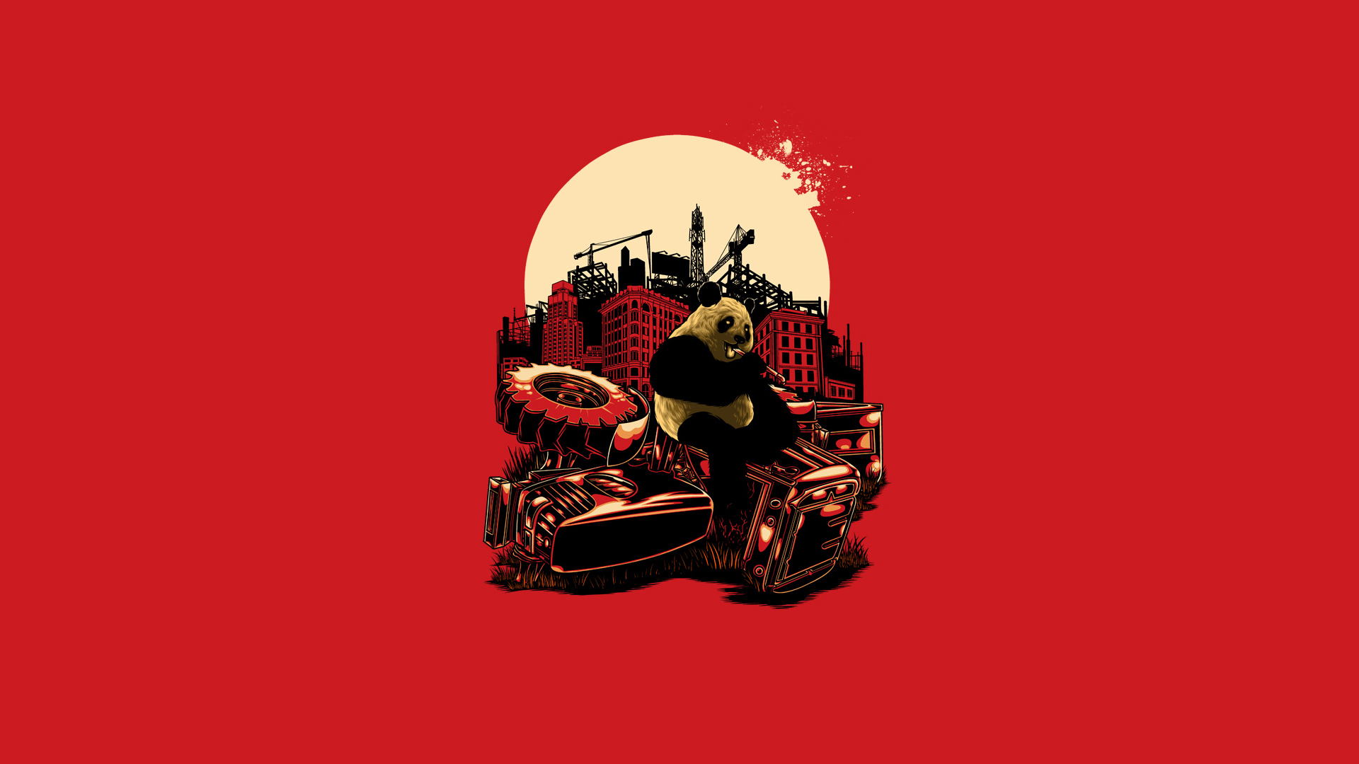 Wallpaper red, Panda, red, blood, kill, panda, Angry Panda for mobile and desktop, section минимализм, resolution 1920x1080