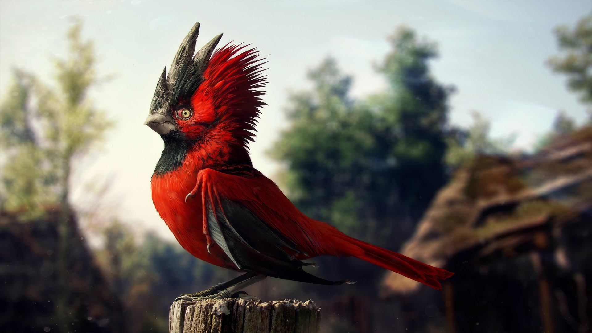 4K Ultra HD Majestic Red Bird in Natural Habitat Wallpaper