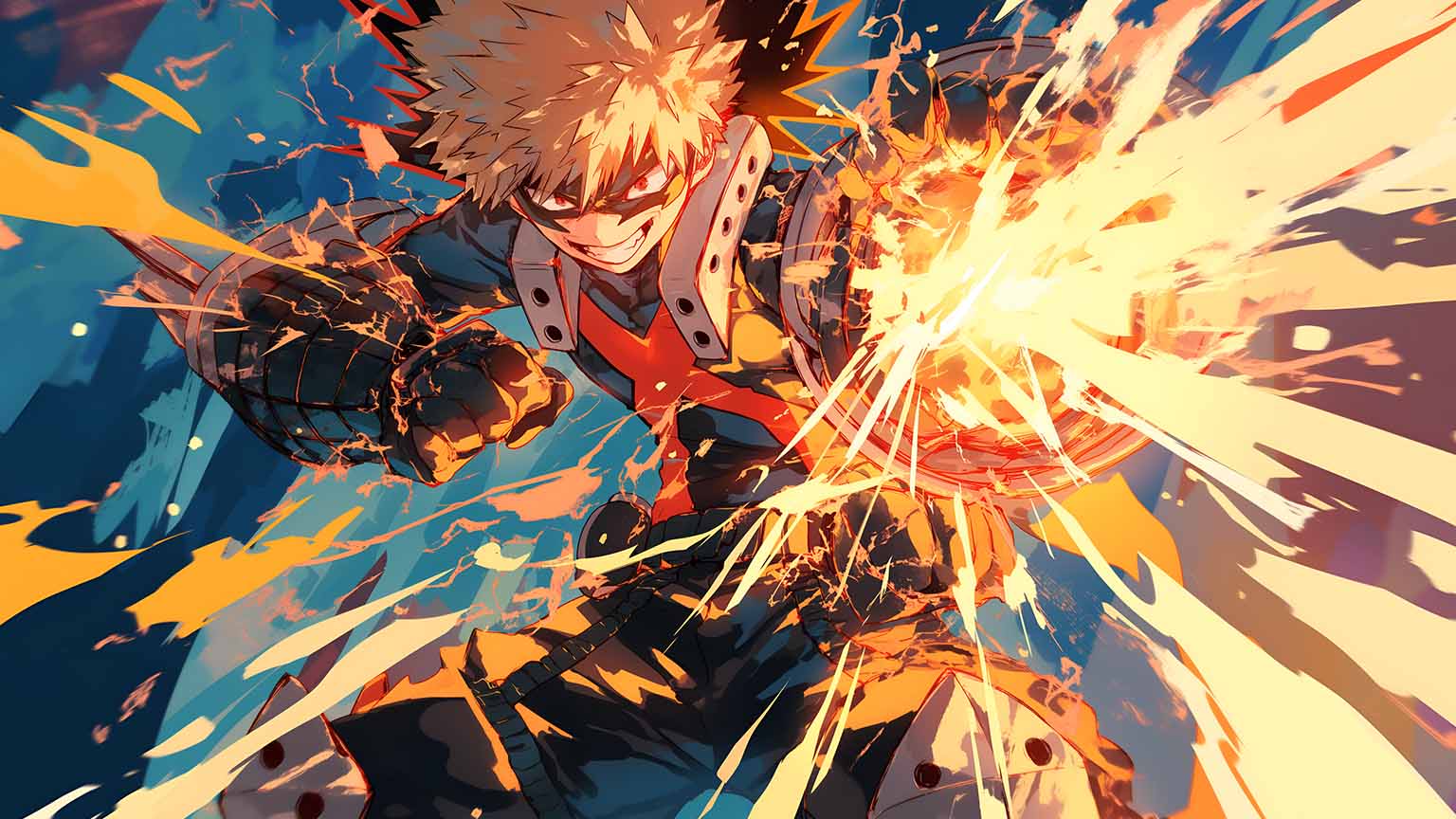 My Hero Academia Bakugo Golden Sparks Desktop Wallpaper
