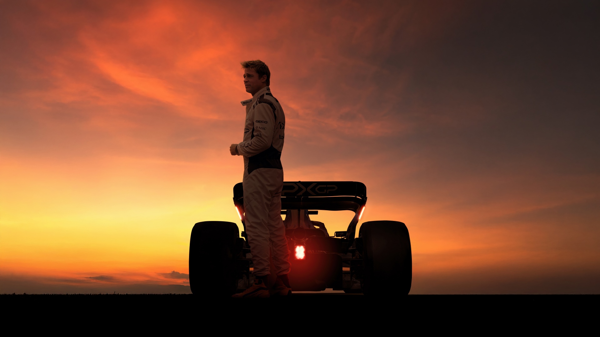 F1: The Movie Wallpaper 4K, 8K, Sunset, Brad Pitt
