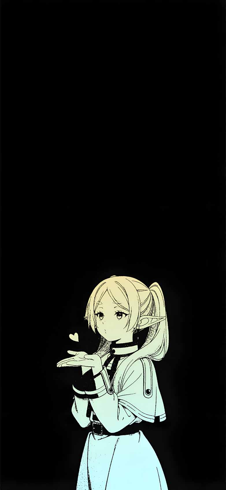 Frieren Minimal Anime Black Wallpaper Wallpaper HD