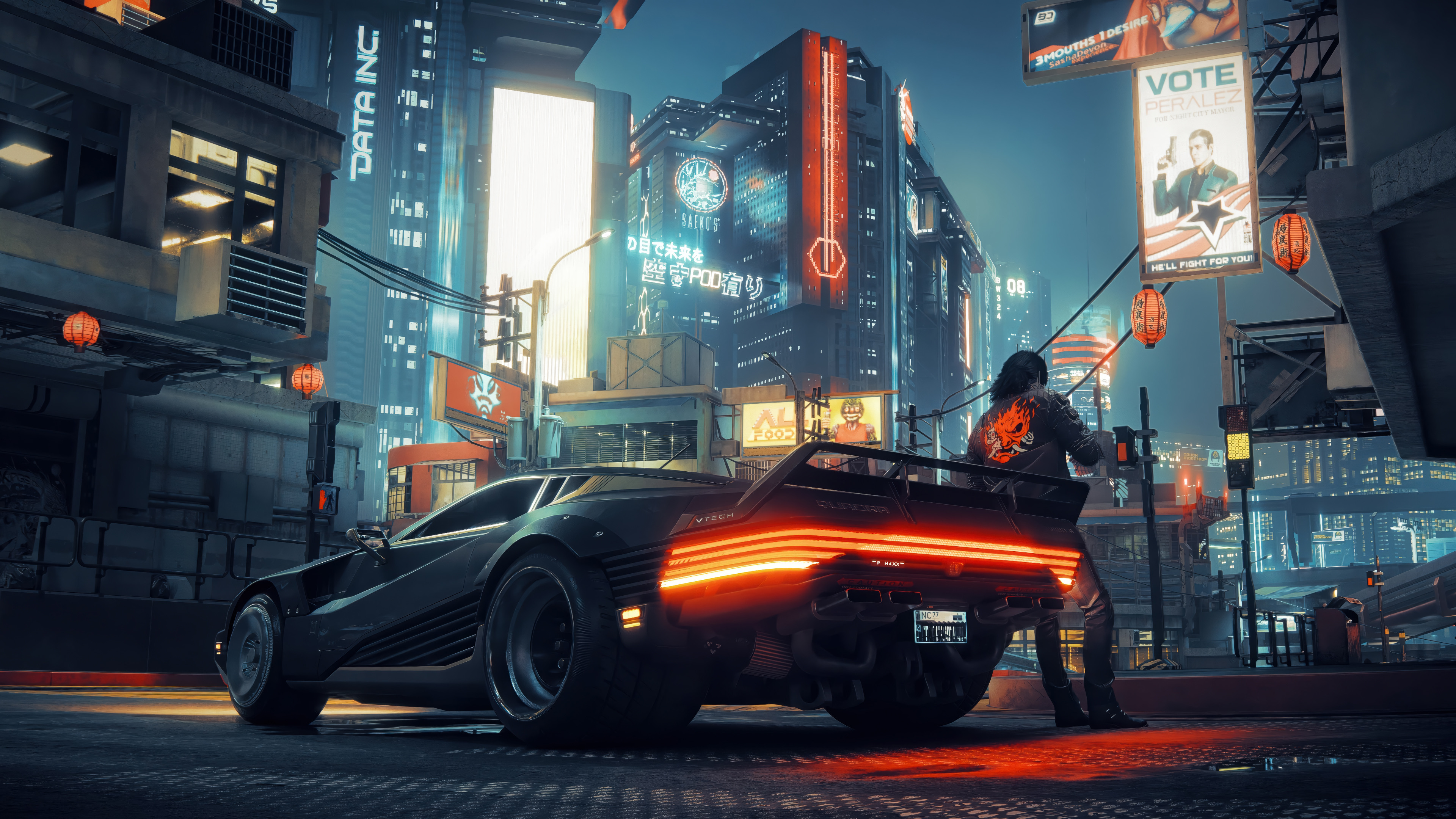 Cyberpunk 2077 City Car Wallpaper 4K HD PC