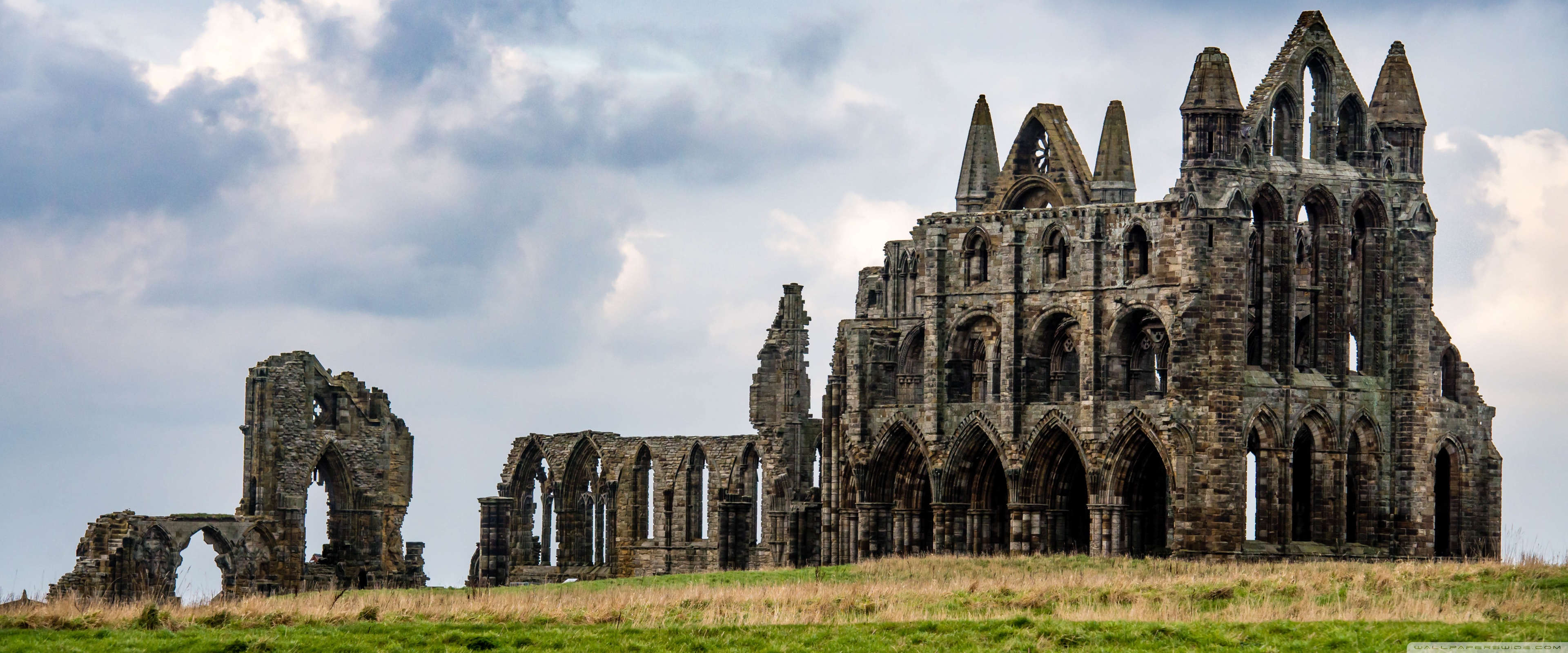 Famous Whitby Abbey monastery, Ruins 4K UHD Wallpaper for UltraHD Desktop and TV, Widescreen and UltraWide Display, Smartphone and Tablet Devices
