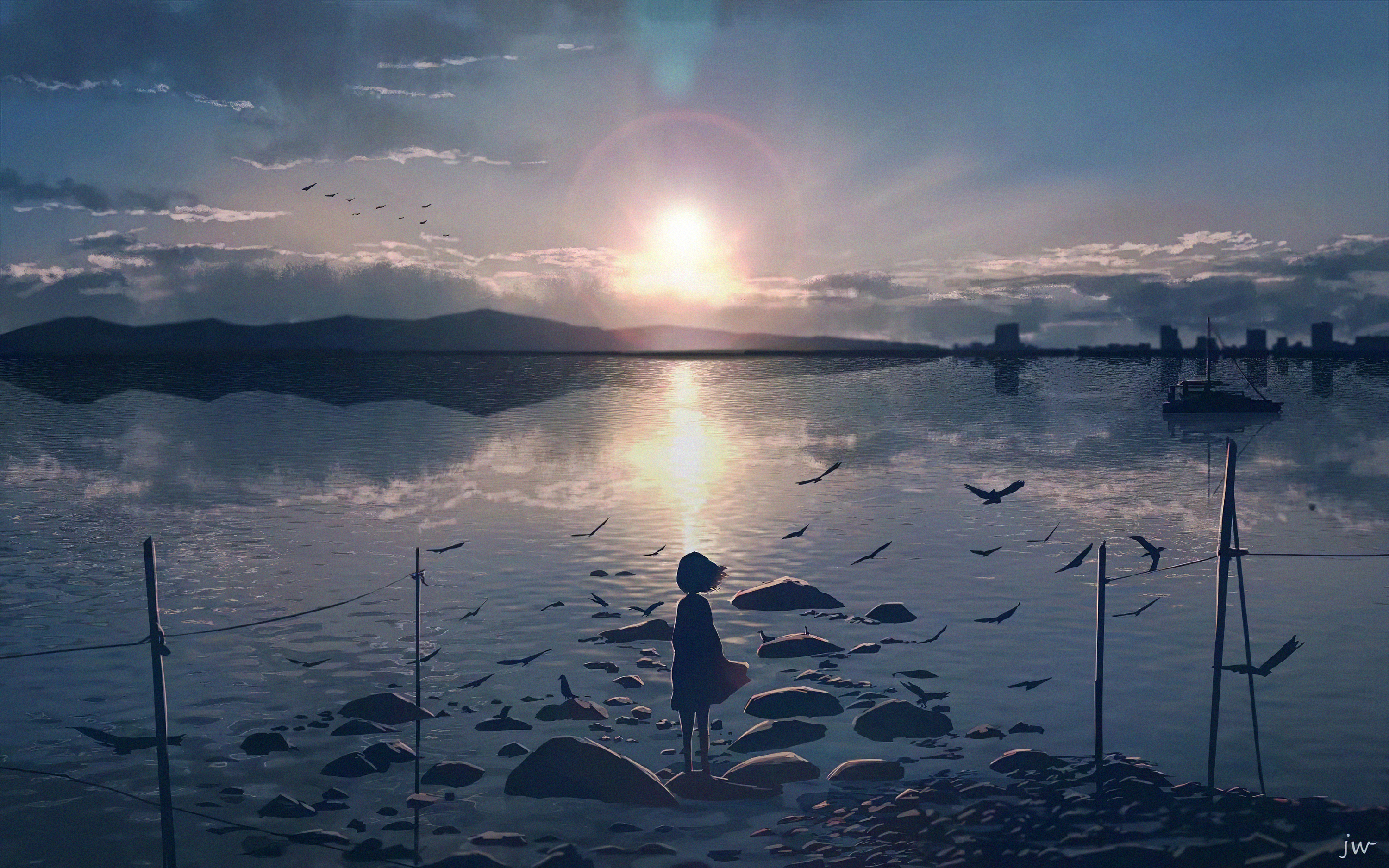 Wallpaper Alone Anime, Anime, Digital Art, Water, Cloud, Background Free Image