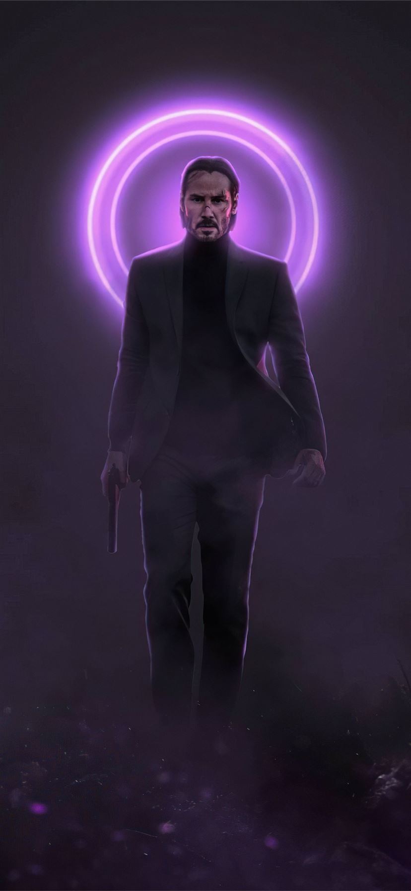 john wick neon with gun 5k iPhone 11 Wallpaper Free Download