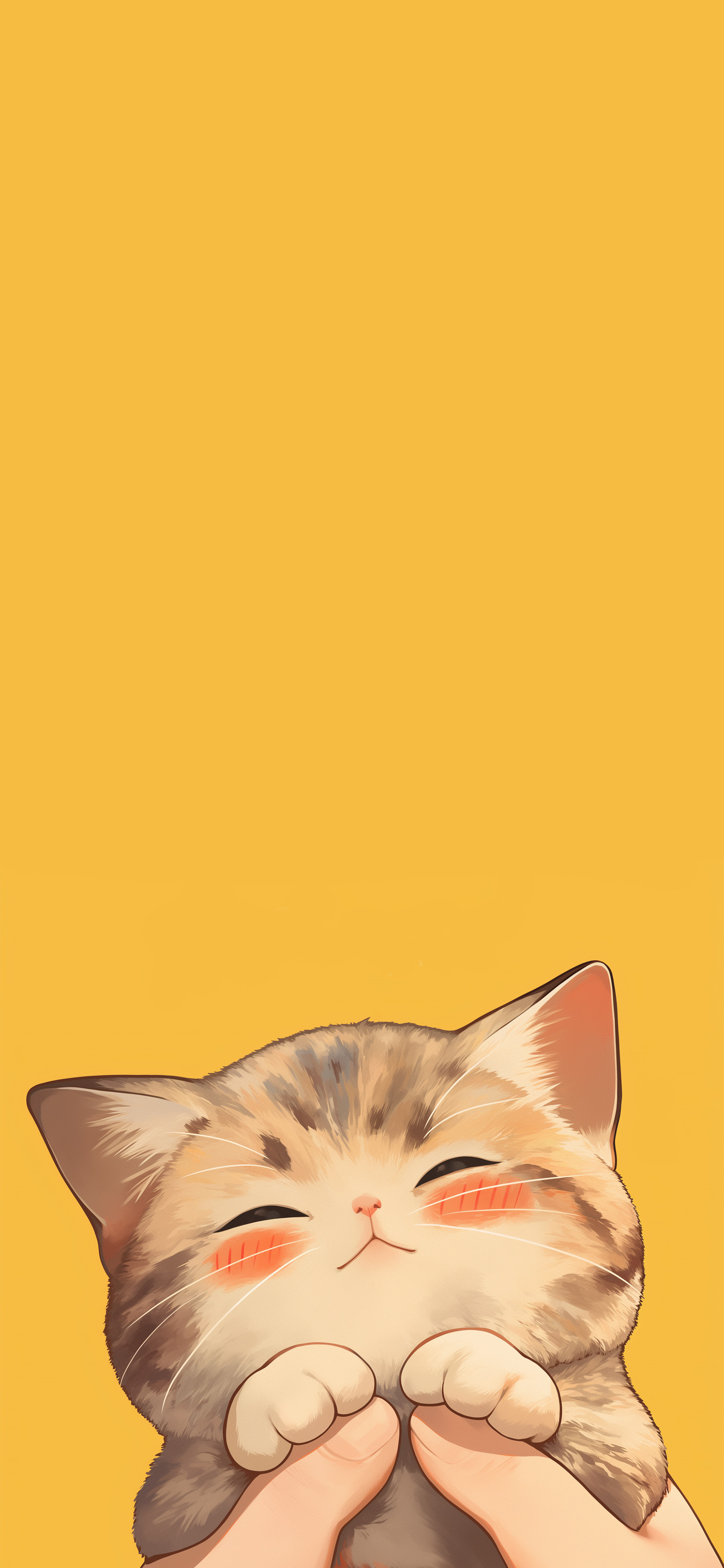 Cute Anime Kitten Blush Yellow Wallpaper Wallpaper HD