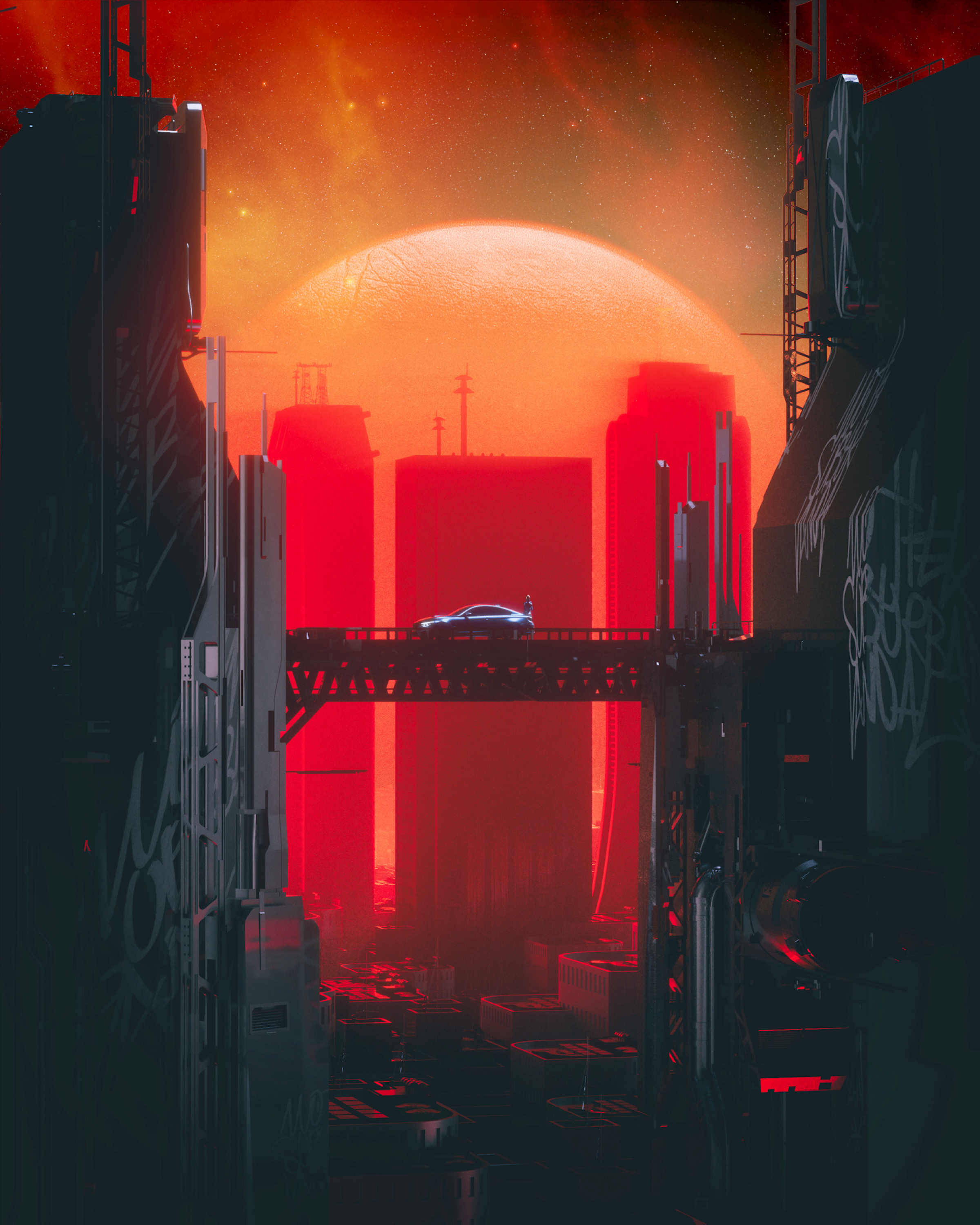Wallpaper Red and Black Building During Night Time, Background Free Image
