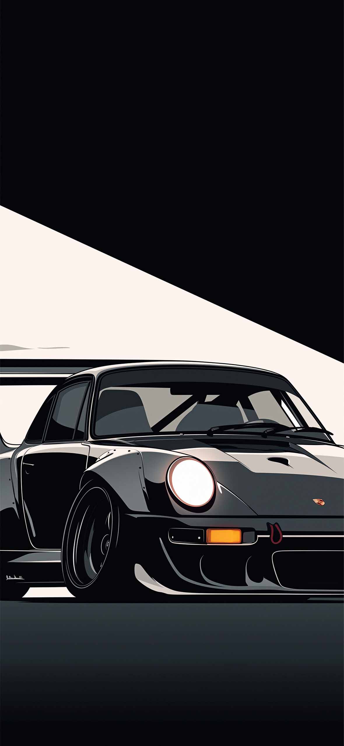 Sleek Black Porsche Minimalist Dark Wallpaper