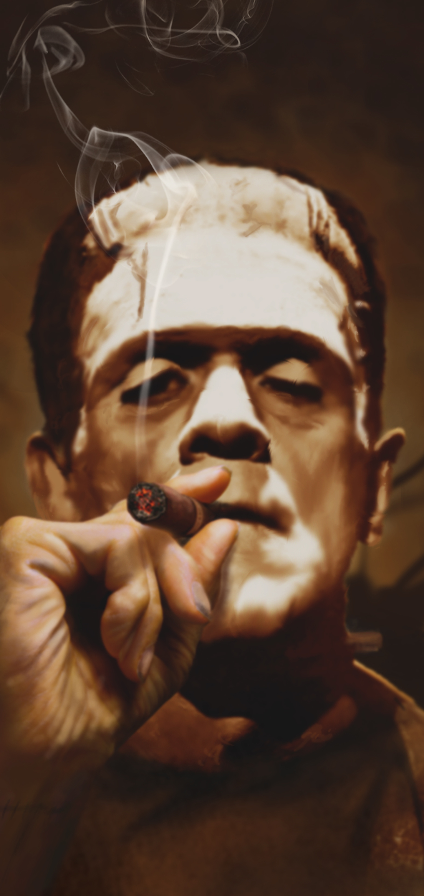 Phone wallpaper: Frankenstein, Dark, Smoking 1371063