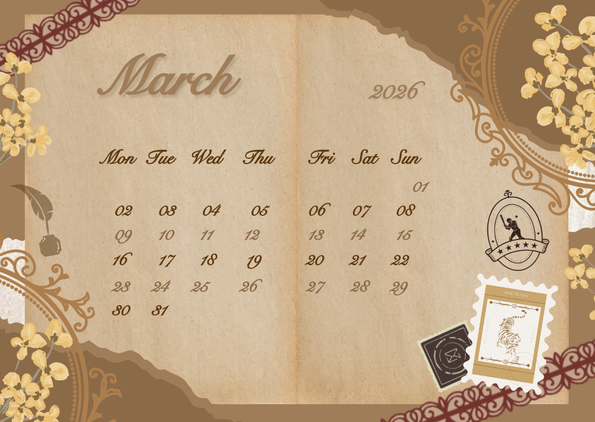 Free Rustic Background March 2026 Calendar to Edit Online