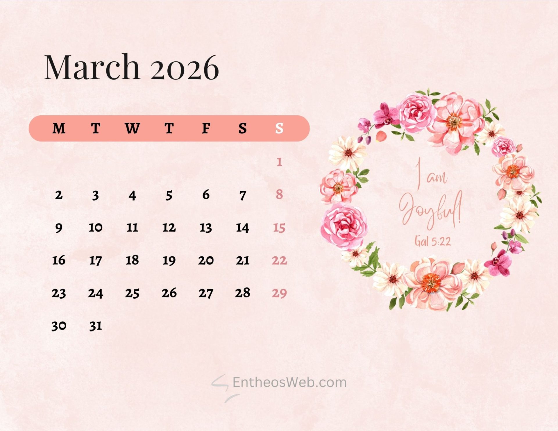 March 2026 Calendars EntheosWeb