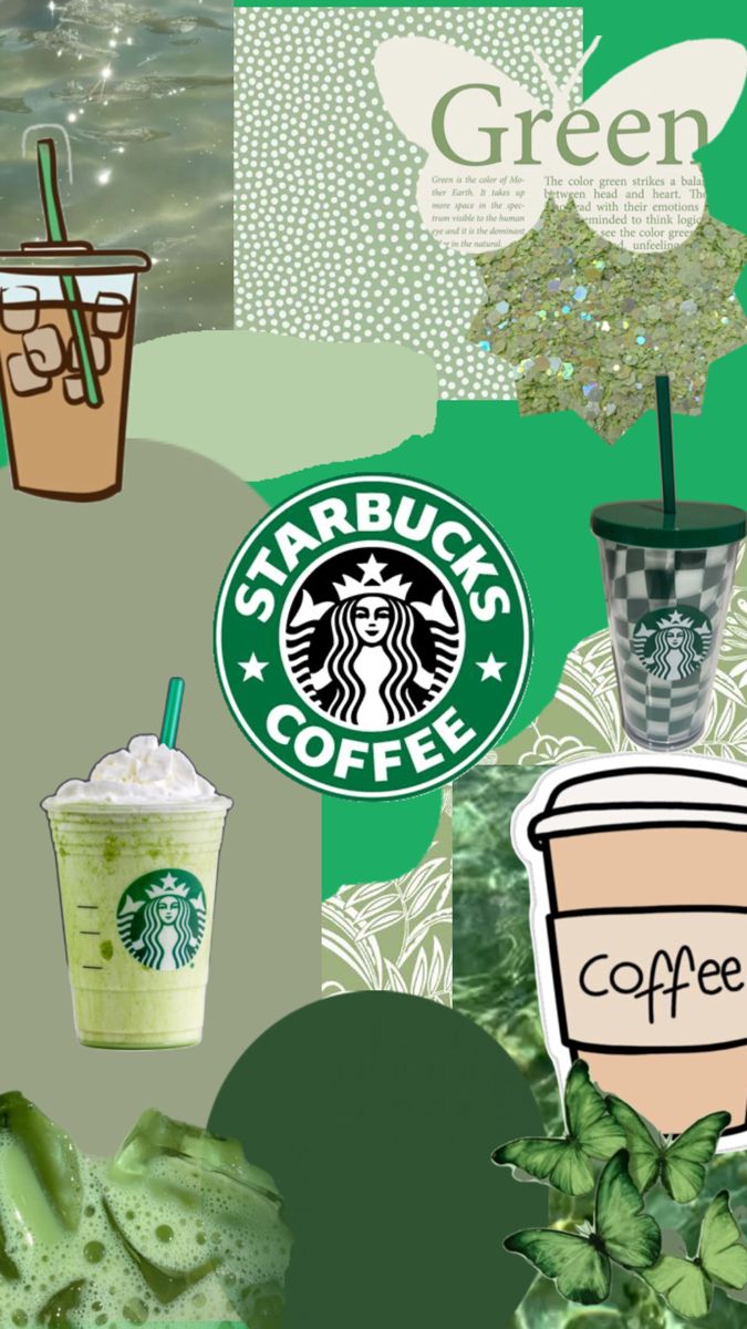 Starbucks Wallpaper with Green Leaves and Flowers