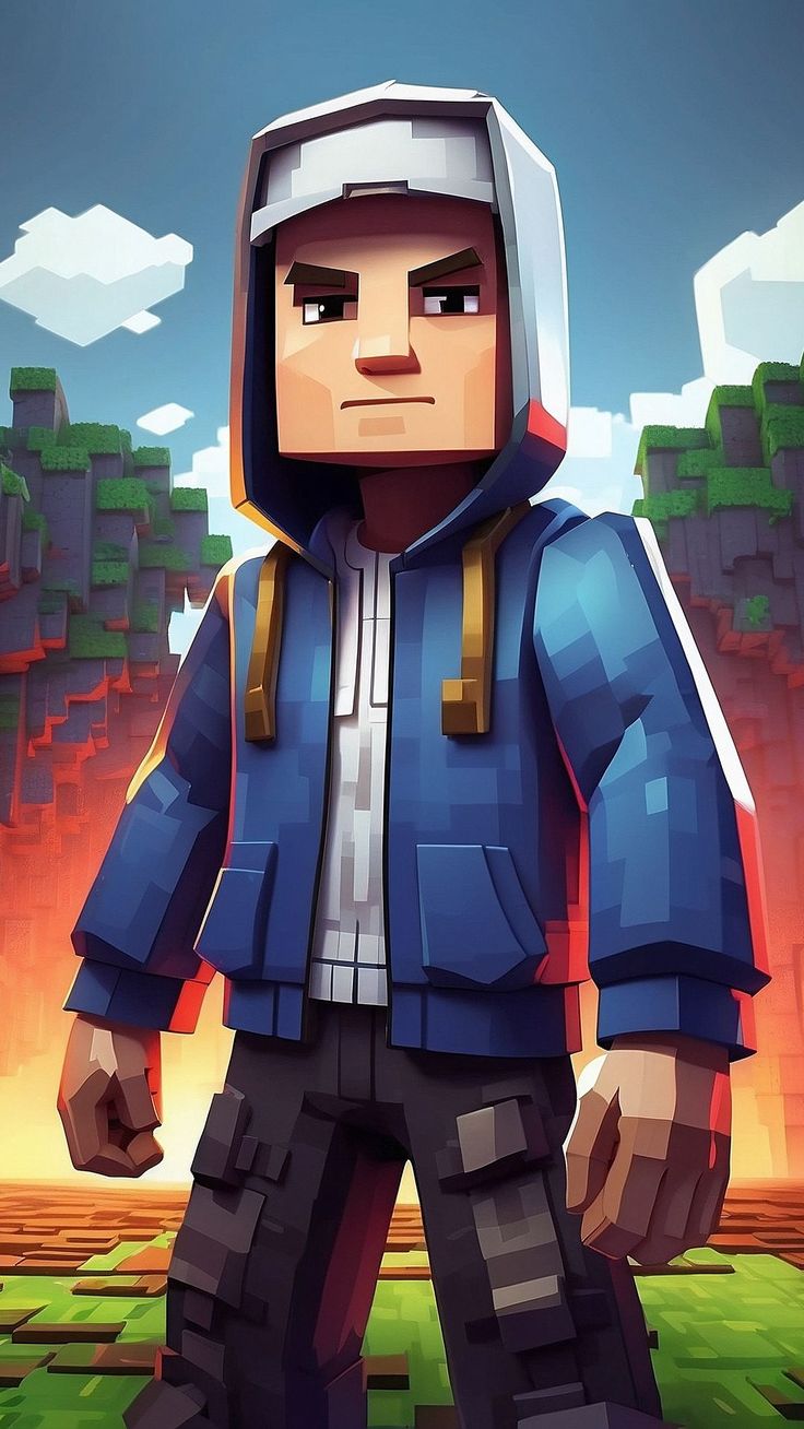 Wallpaper guy, cubes, game, minecraft, ai, AI 4K by ♤CRISTIAN♧¿. Download wallpaper guy, cubes, game, minecraft, ai for free