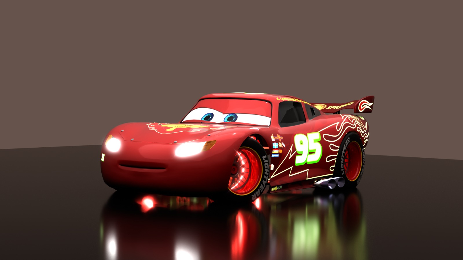 I created a 3D model of Team RS McQueen and Neon lighting McQueen. I'd like your feedback!