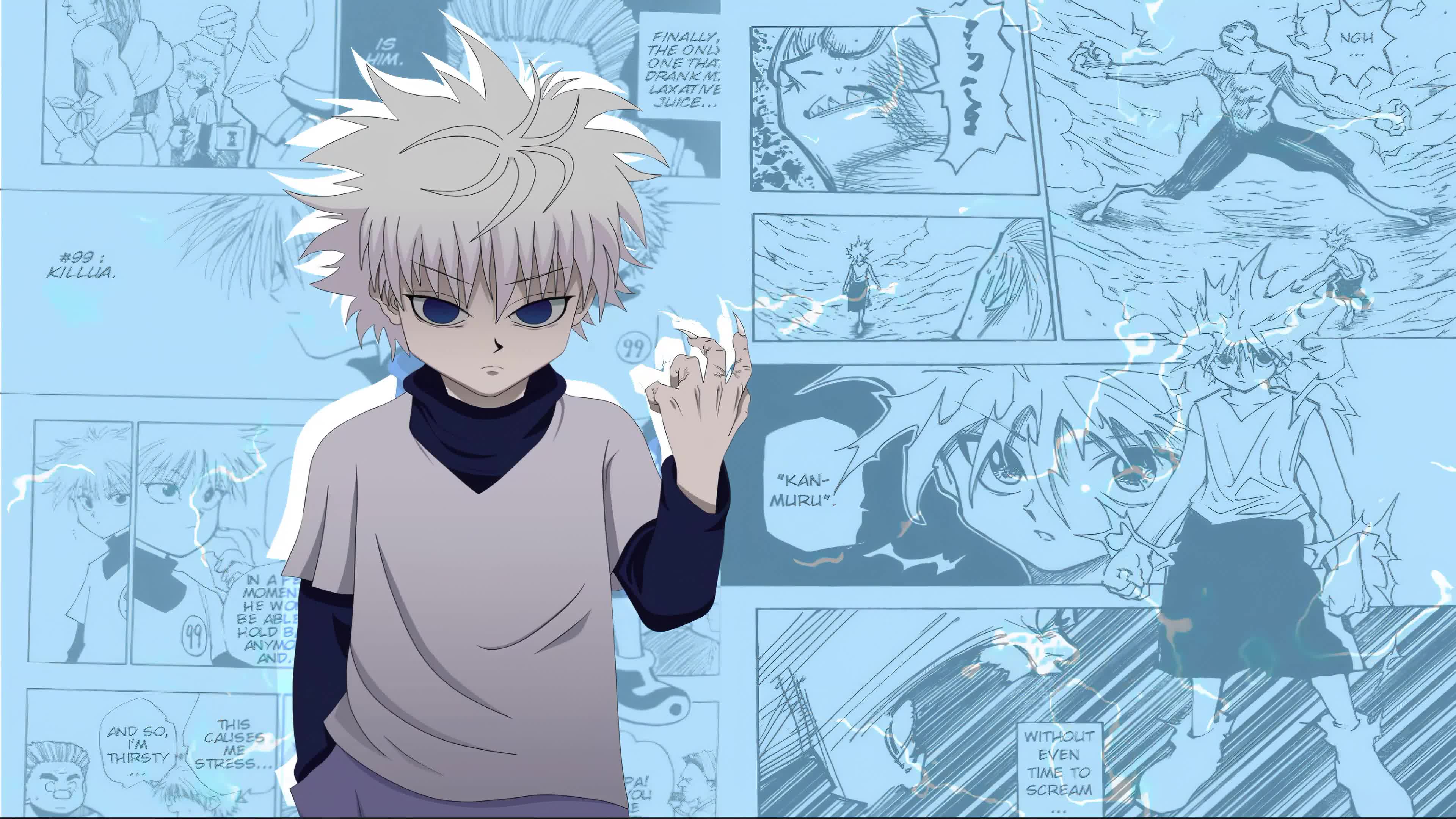 Killua Zoldyck Raised Hand, Hunter × Hunter 4K Live Wallpaper