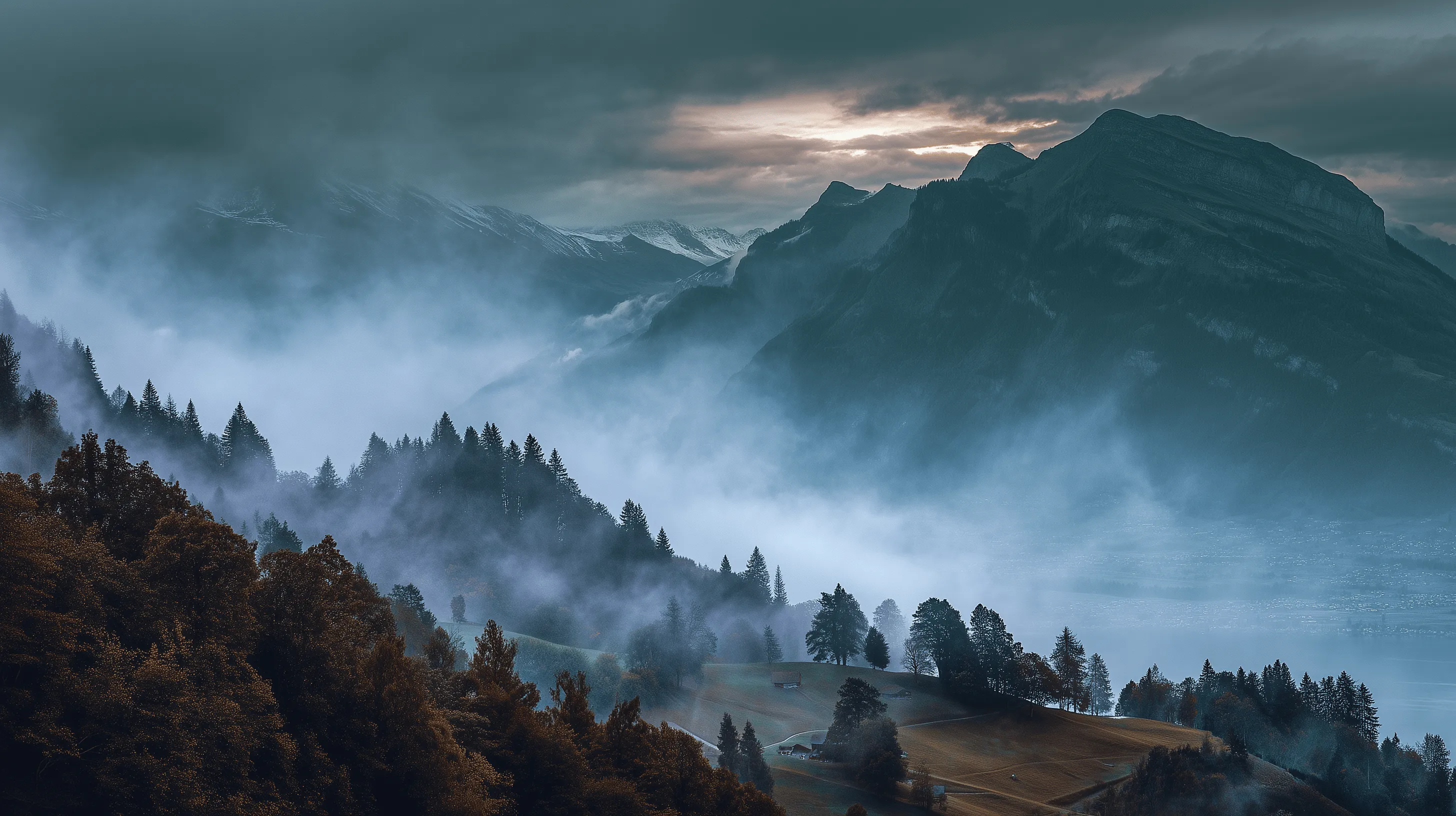 Foggy Mountain Landscape HD Wallpaper