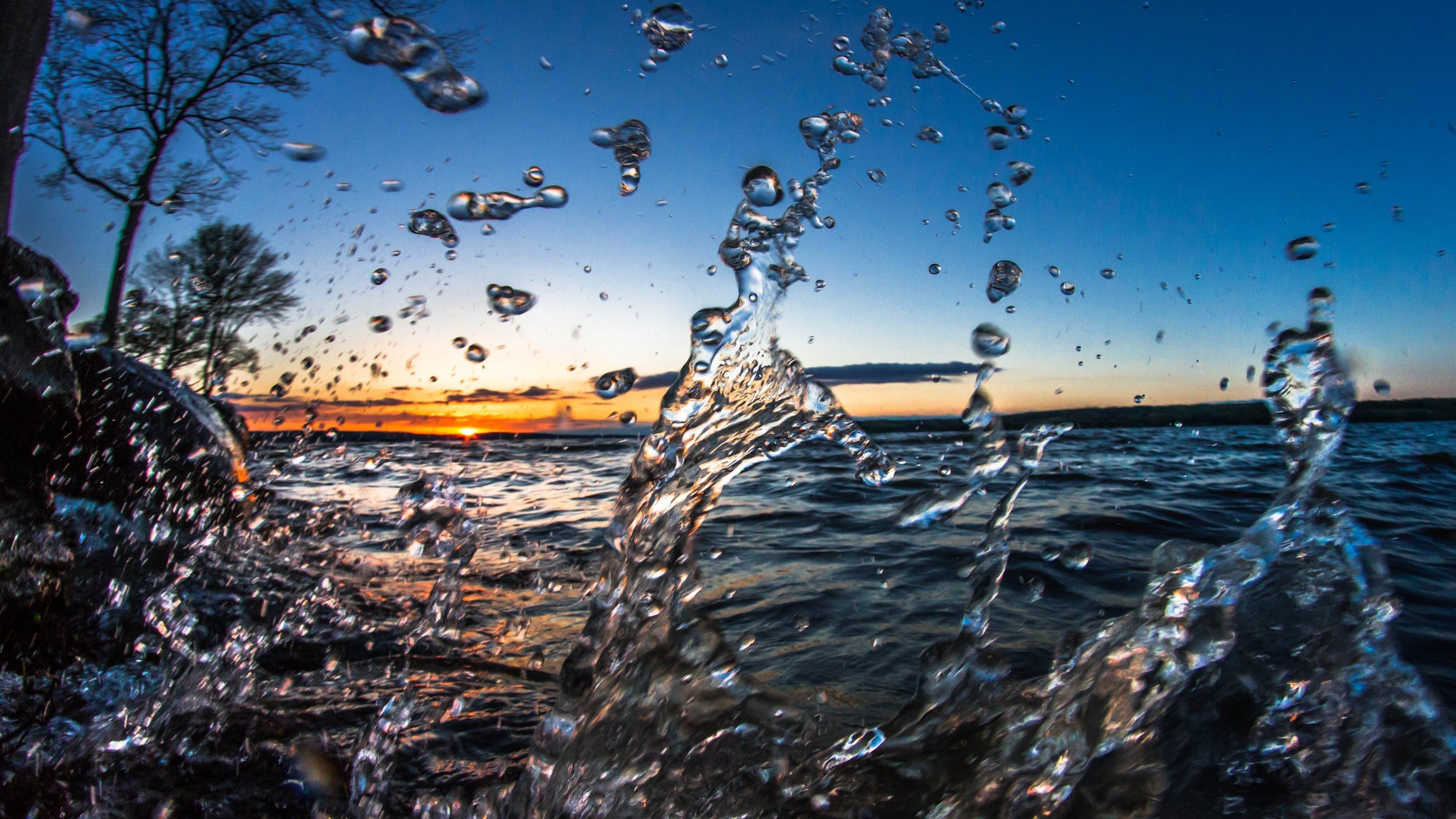 Download Splash Water Nature Sunset 4k Ultra HD Wallpaper