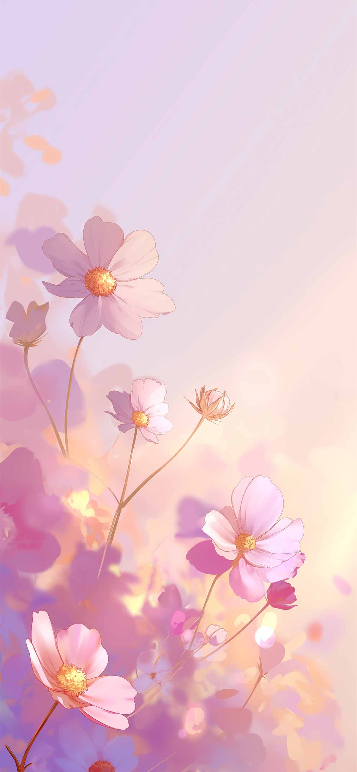 Soft Pastel Cosmos Flowers Dreamy Pink Bloom Wallpaper HD