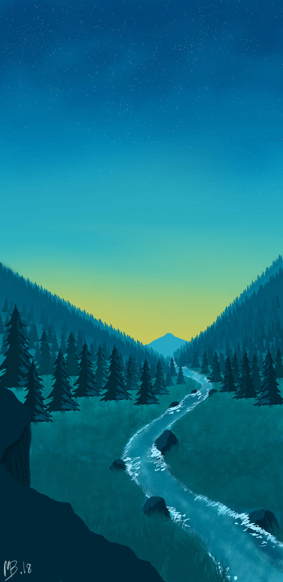 Download Minimalist Nature Cartoon Art Wallpaper