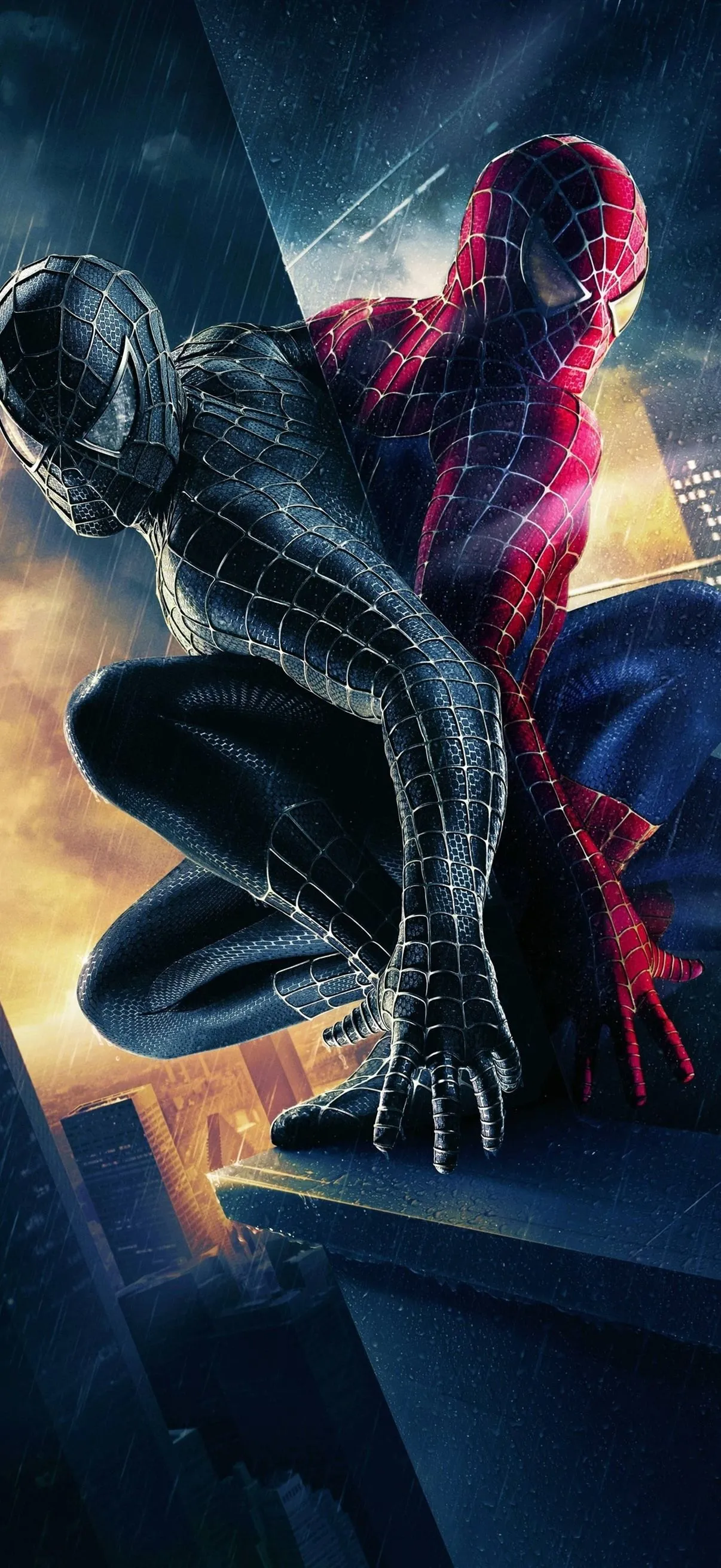 Spider Man, Black And Red, City, Rain 1206x2622 IPhone 16 17 Pro Wallpaper, Background, Picture, Image