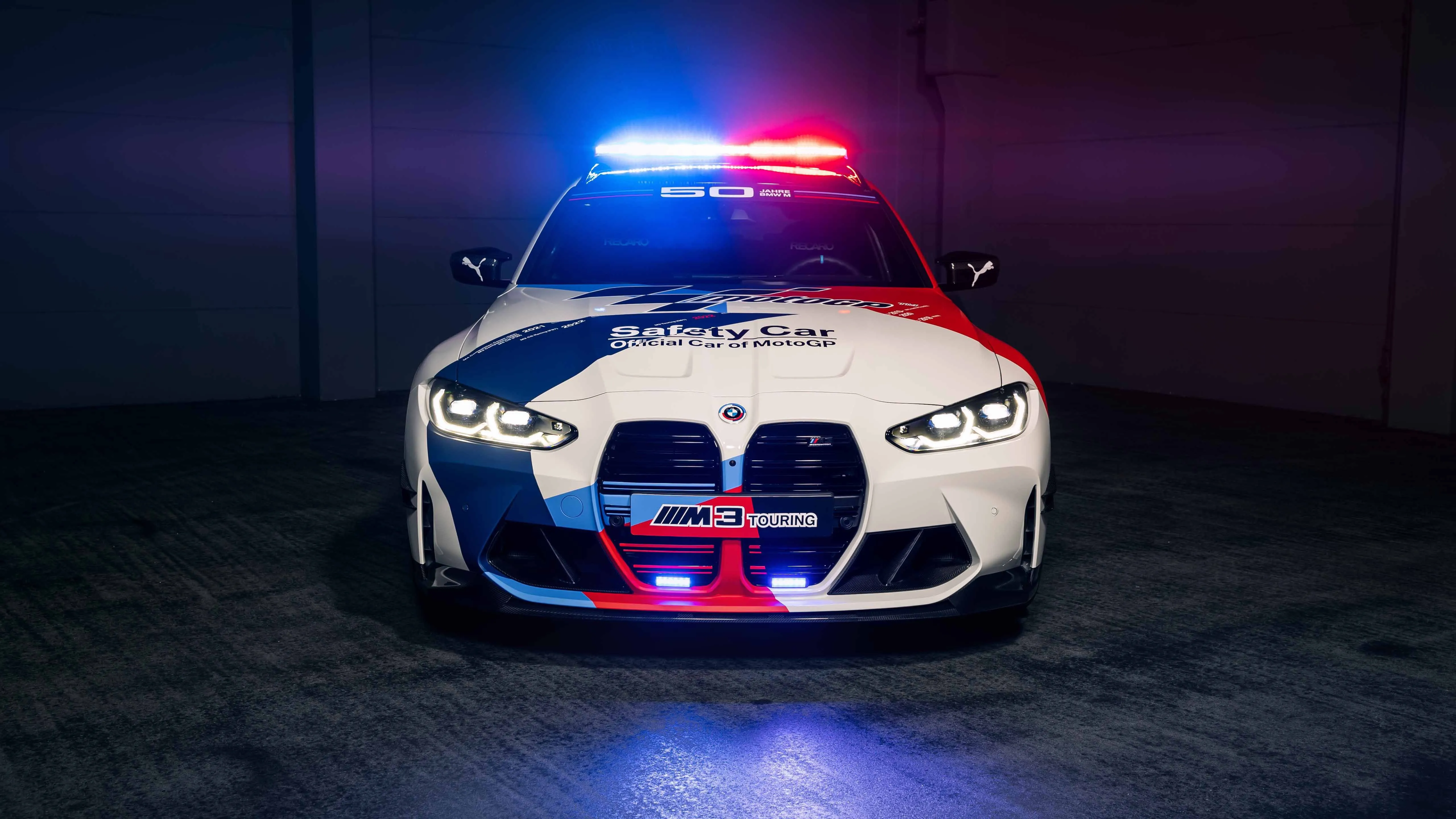 White, Red, Blue, BMW M3, Touring, Motogp, Safety, Car, 2022, 3 4K 5K HD Cars Wallpaper