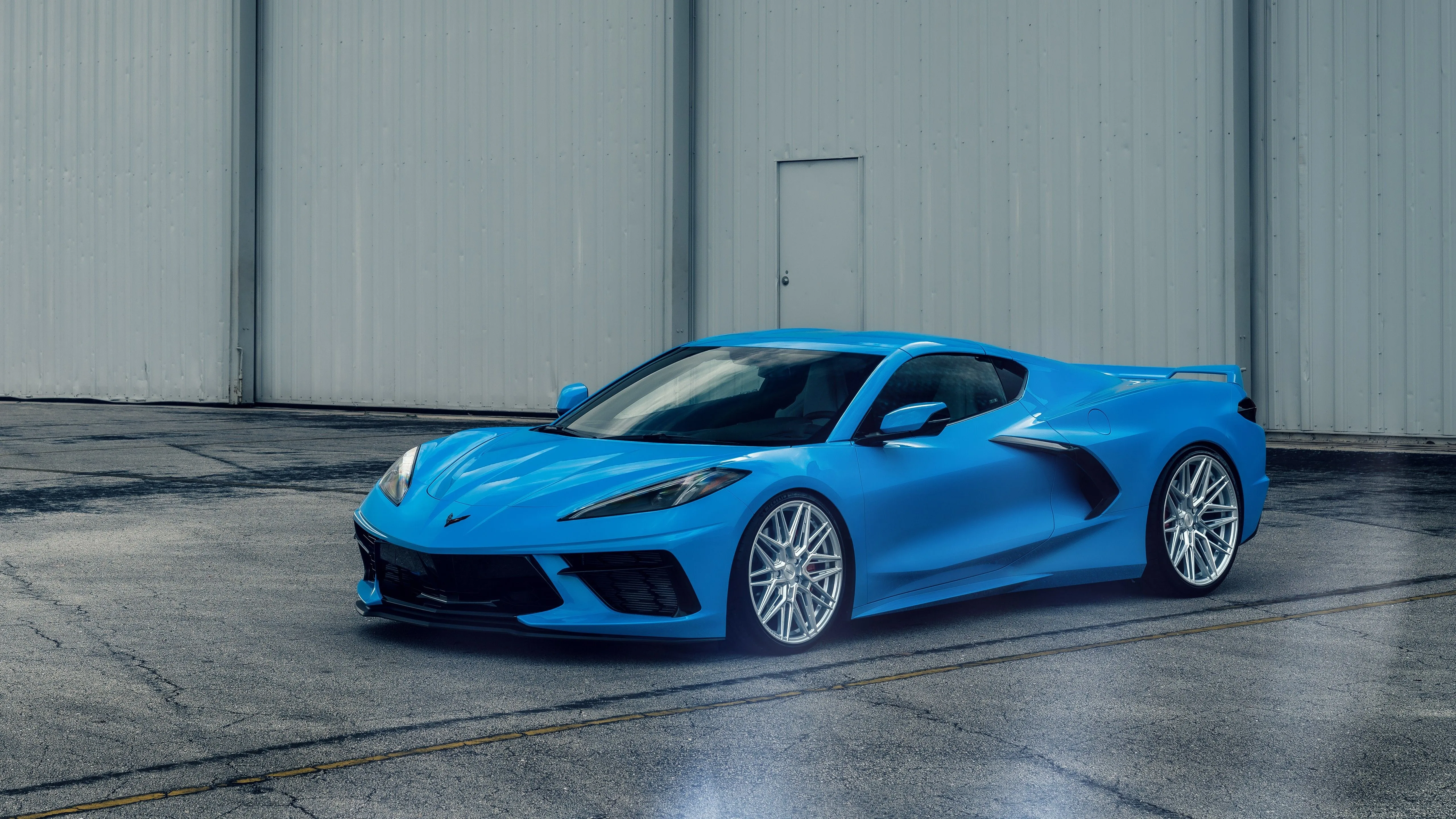Light, Blue, Chevrolet, Corvette, Car, C8 4K 5K HD Cars Wallpaper