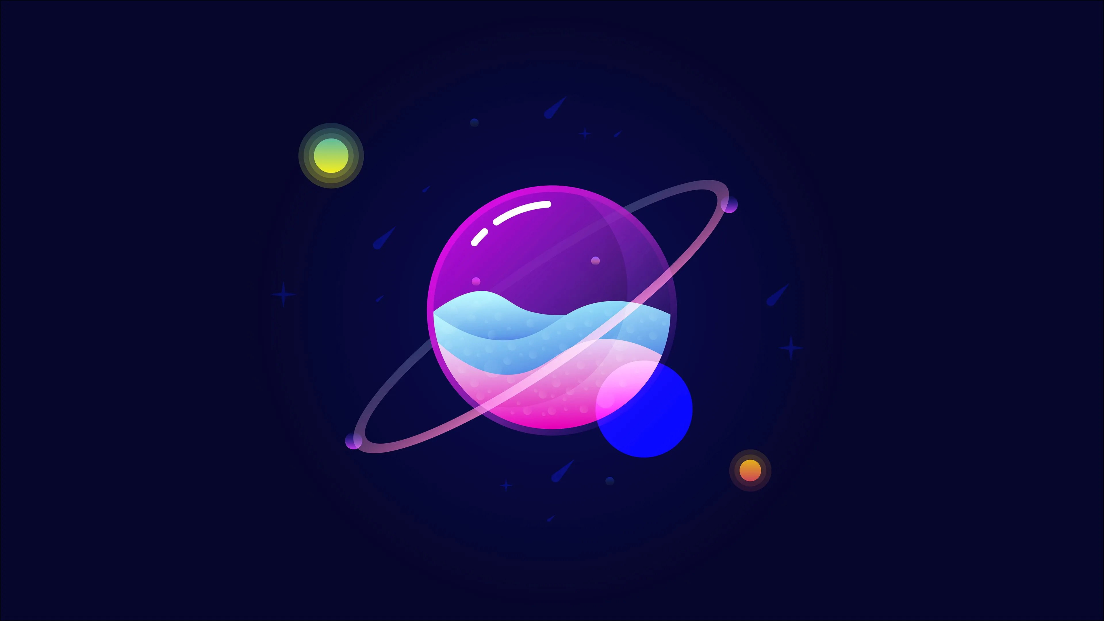 Planets Wallpaper 4K, Colorful, Orbit, Minimal art