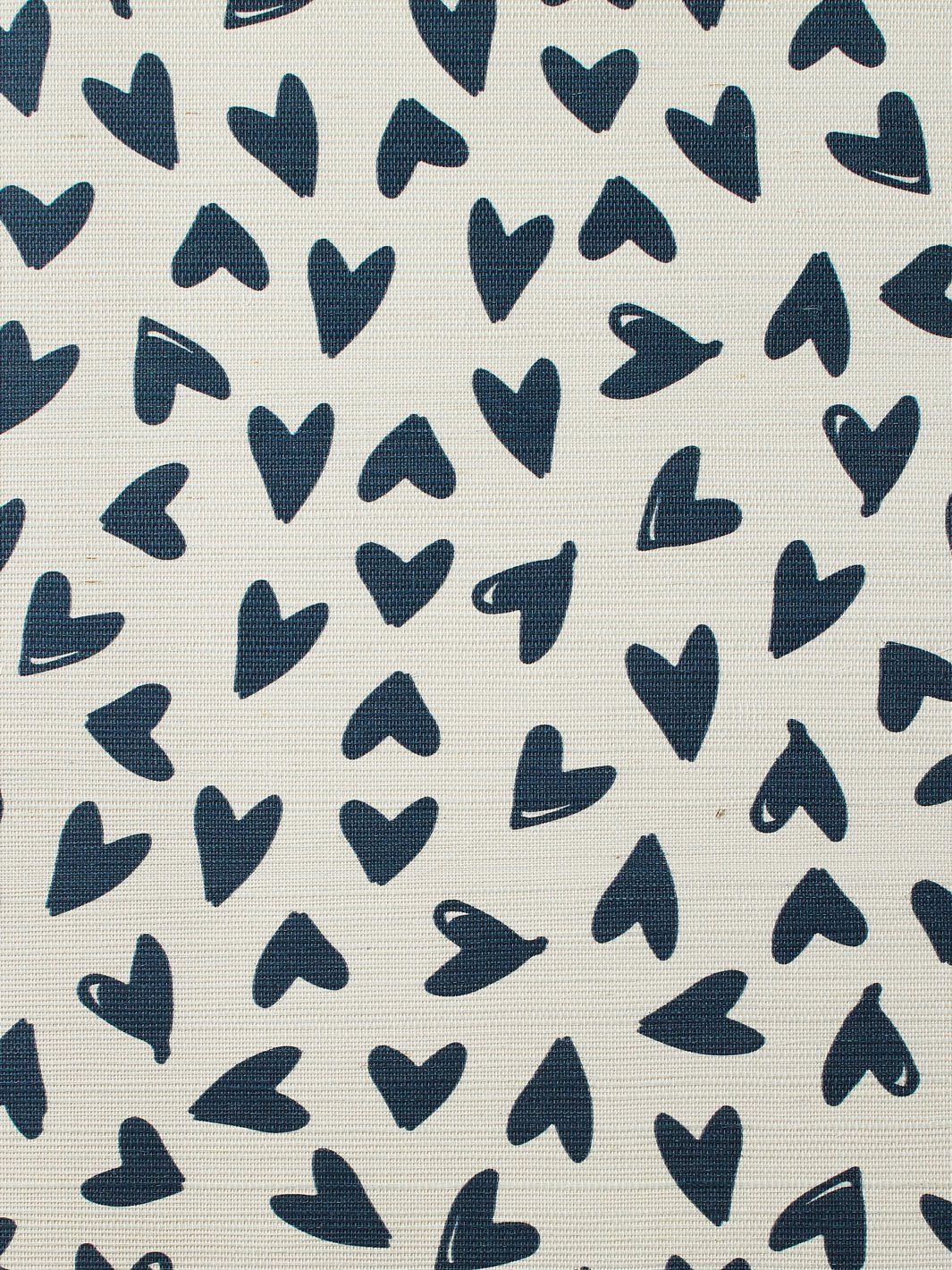 Scattered Hearts' Grasscloth Wallpaper