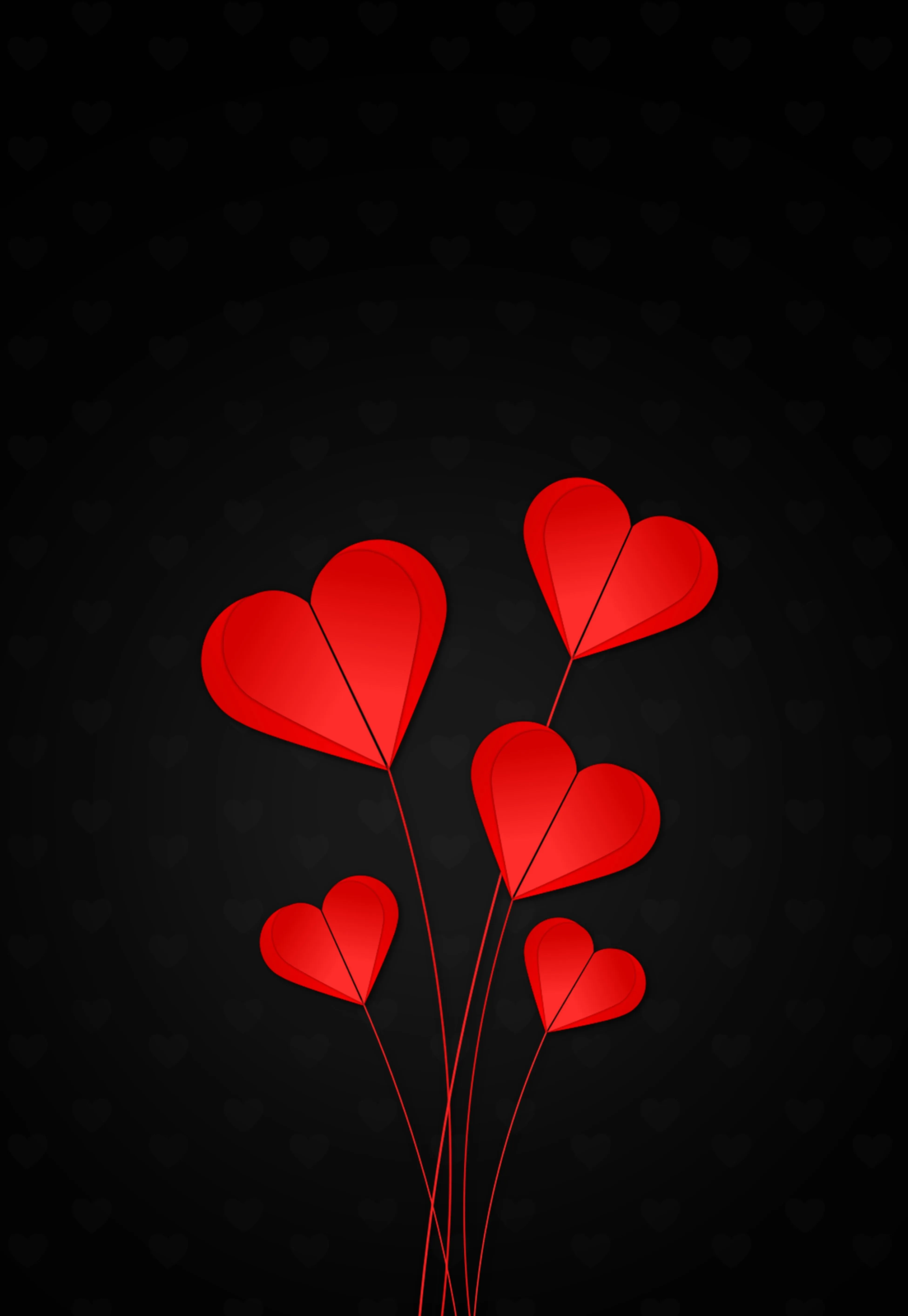 Phone wallpaper: Black Background, Hearts, Love 112079