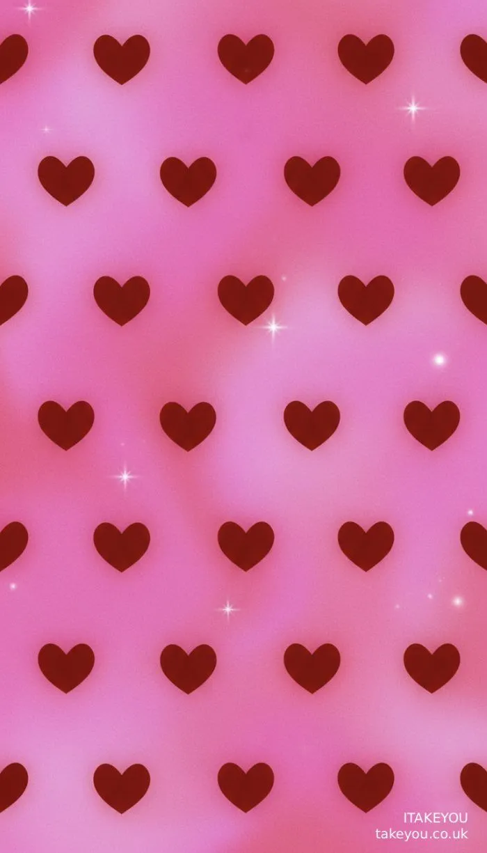 Sparkly Pink Heart Valentine Wallpaper, Aesthetic Background for iPhone and Phone