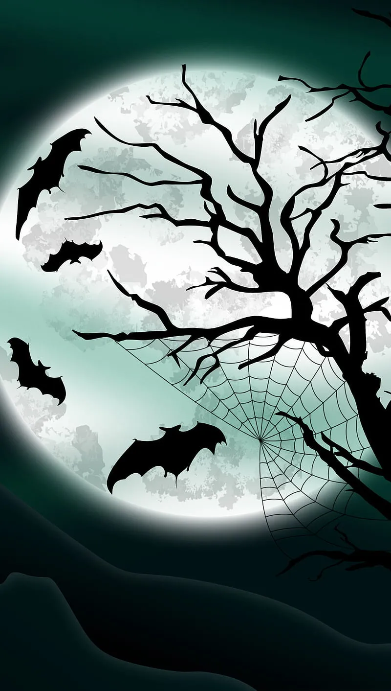 Happy Halloween, bat, moon, HD phone wallpaper