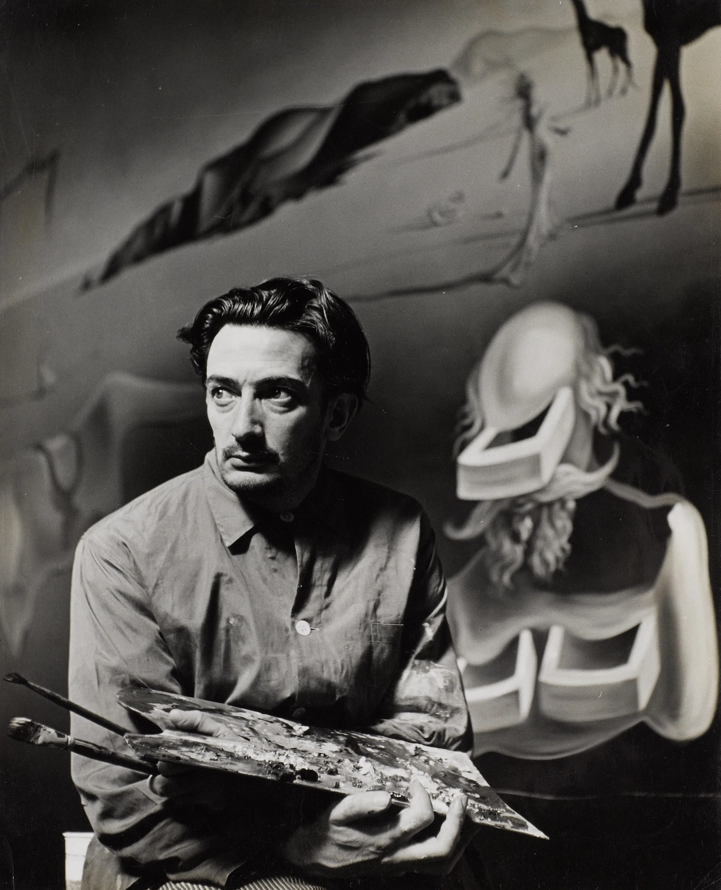 Salvador Dali, Men, Black And White HD Phone Wallpaper