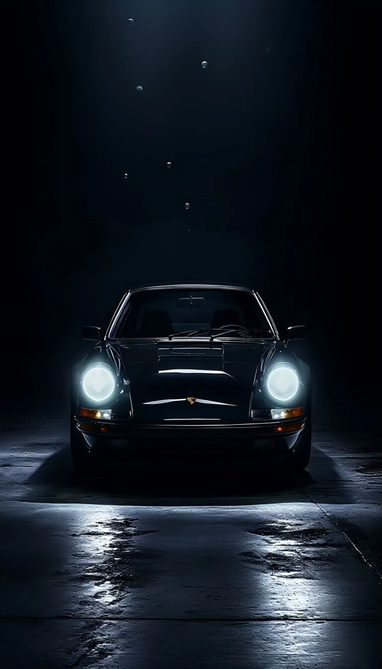 Sleek Vintage Porsche 911 Dramatic Lighting Photography Mobile Wallpaper